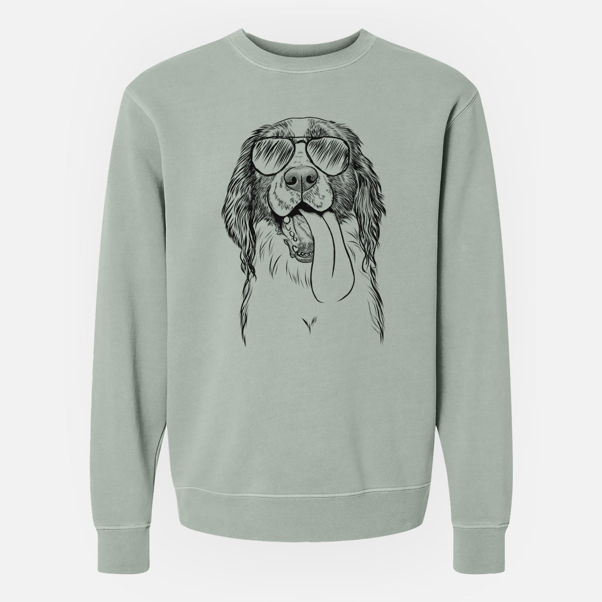 Aviator Duke the English Springer Spaniel - Unisex Pigment Dyed Crew Sweatshirt