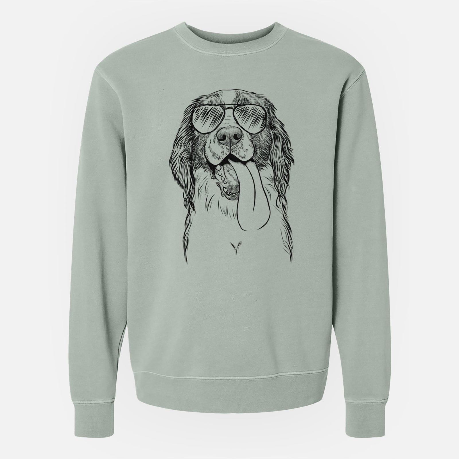 Aviator Duke the English Springer Spaniel - Unisex Pigment Dyed Crew Sweatshirt