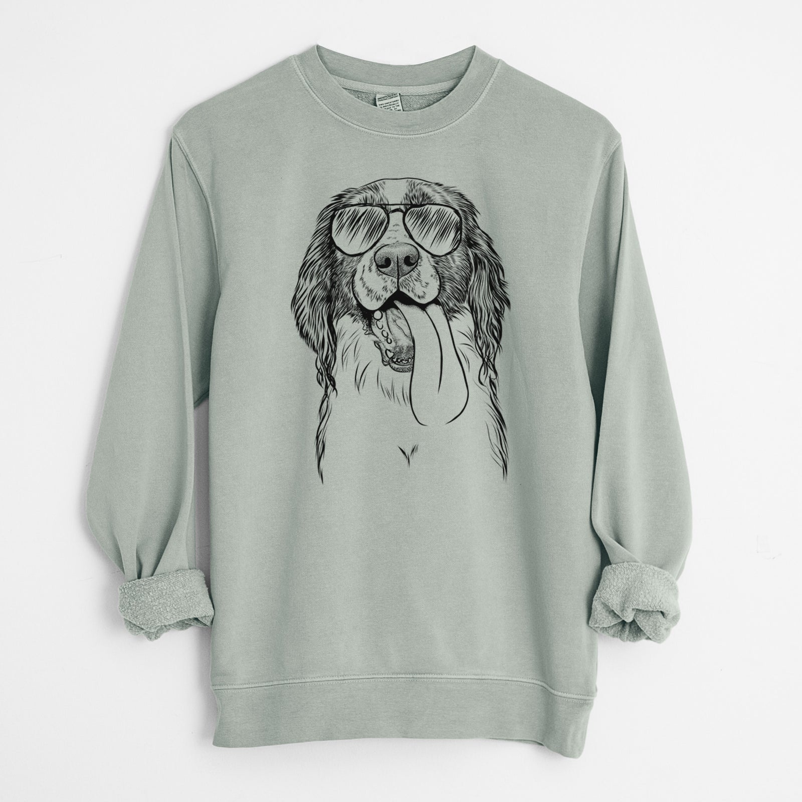 Aviator Duke the English Springer Spaniel - Unisex Pigment Dyed Crew Sweatshirt
