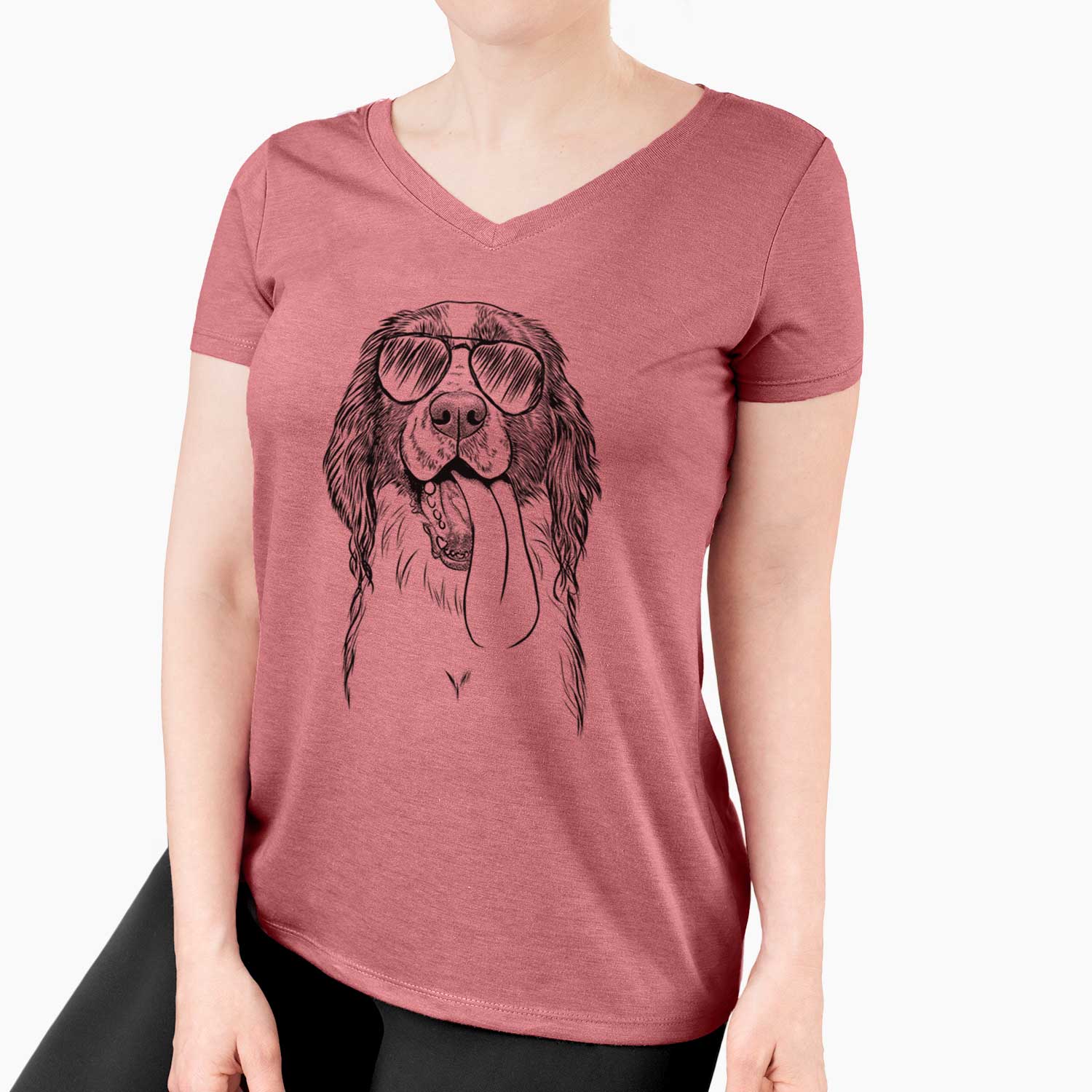 Aviator Duke the English Springer Spaniel - Women's V-neck Shirt