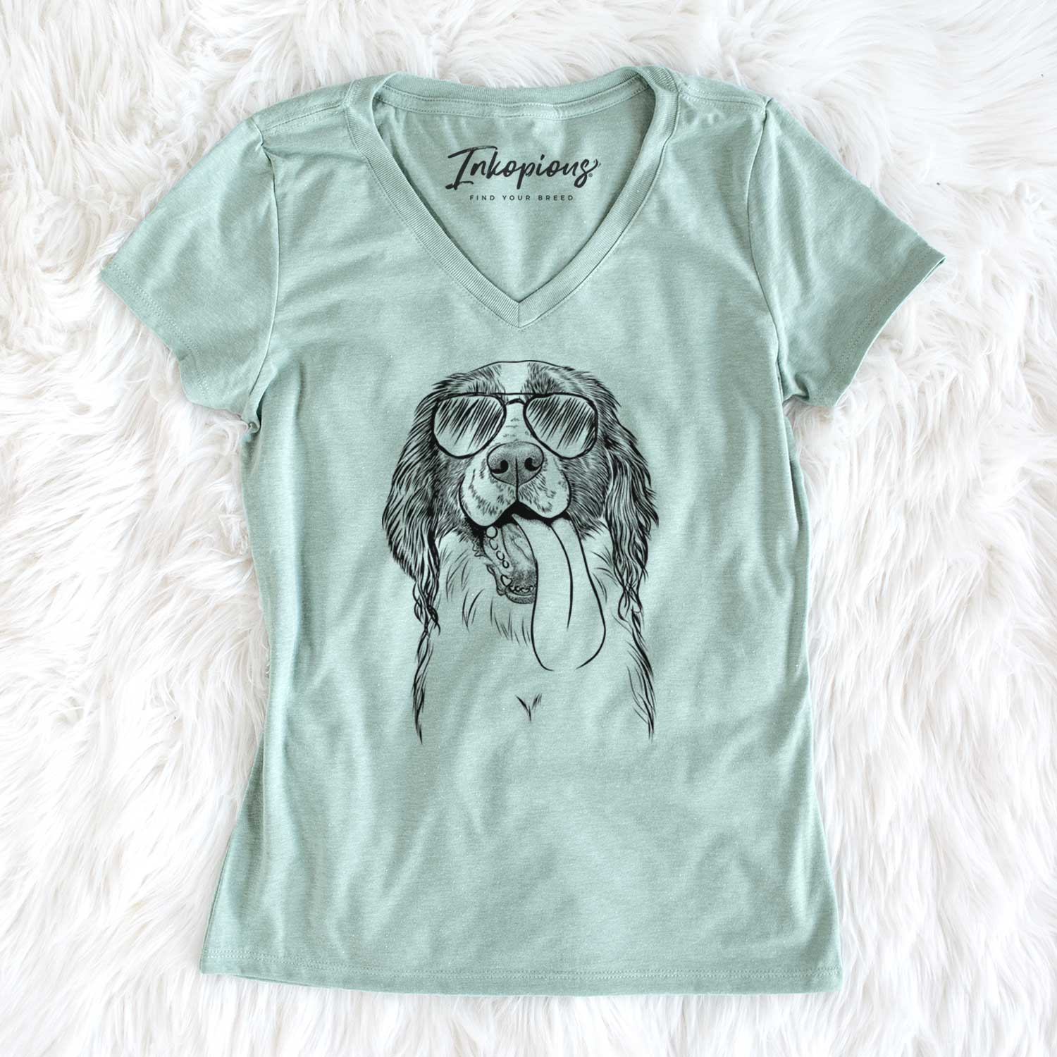 Aviator Duke the English Springer Spaniel - Women's V-neck Shirt