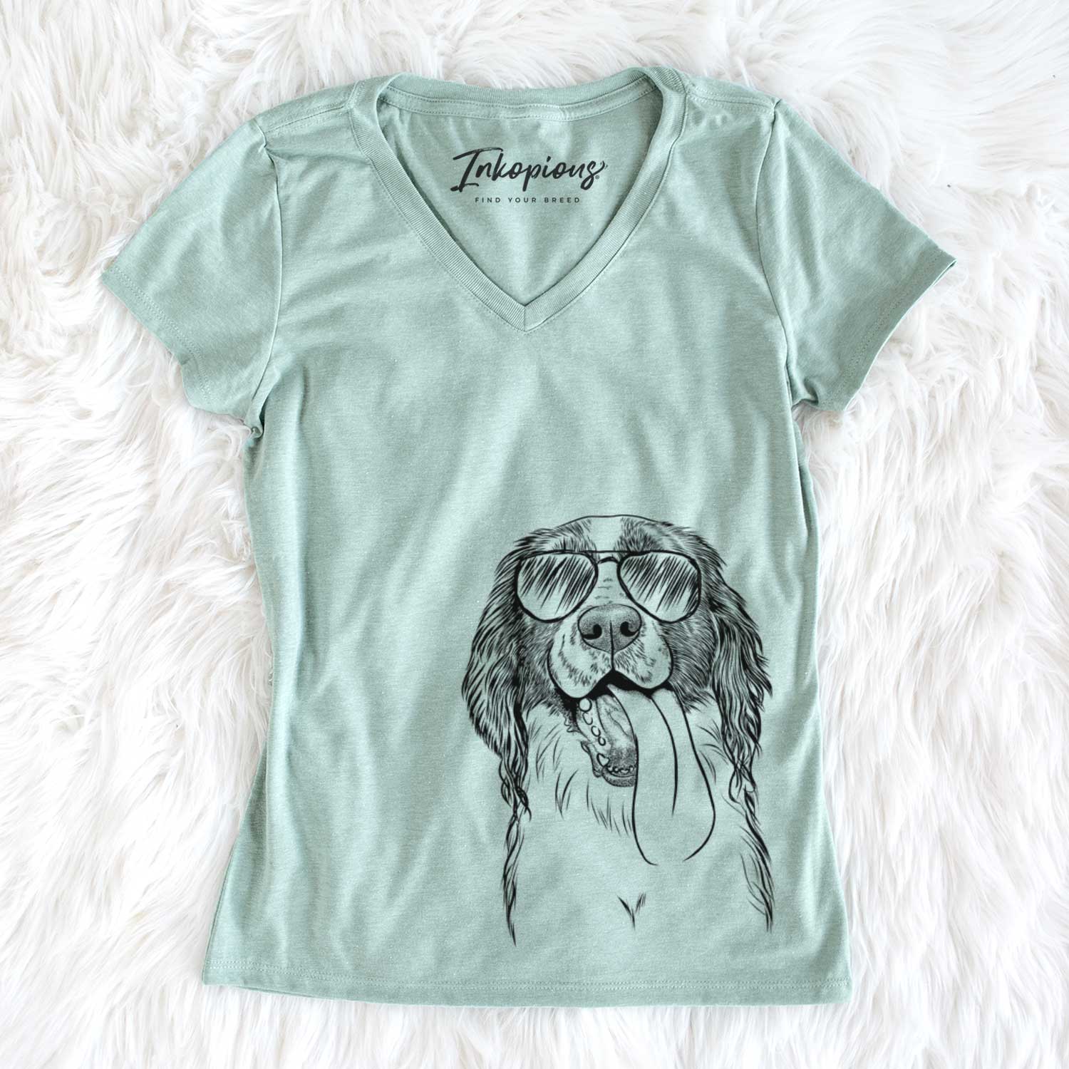 Aviator Duke the English Springer Spaniel - Women's V-neck Shirt
