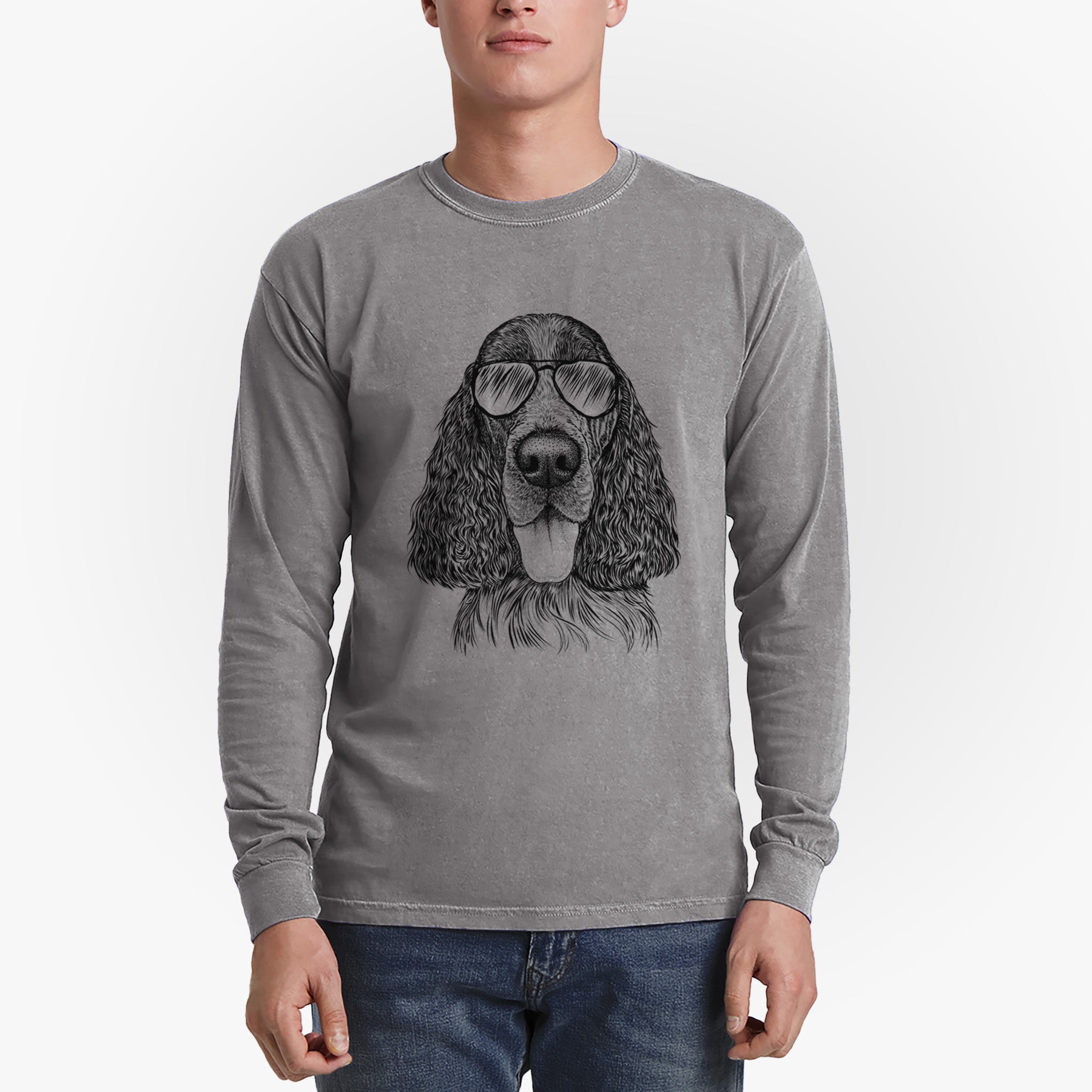 Aviators Duke the English Springer Spaniel - Heavyweight 100% Cotton Long Sleeve