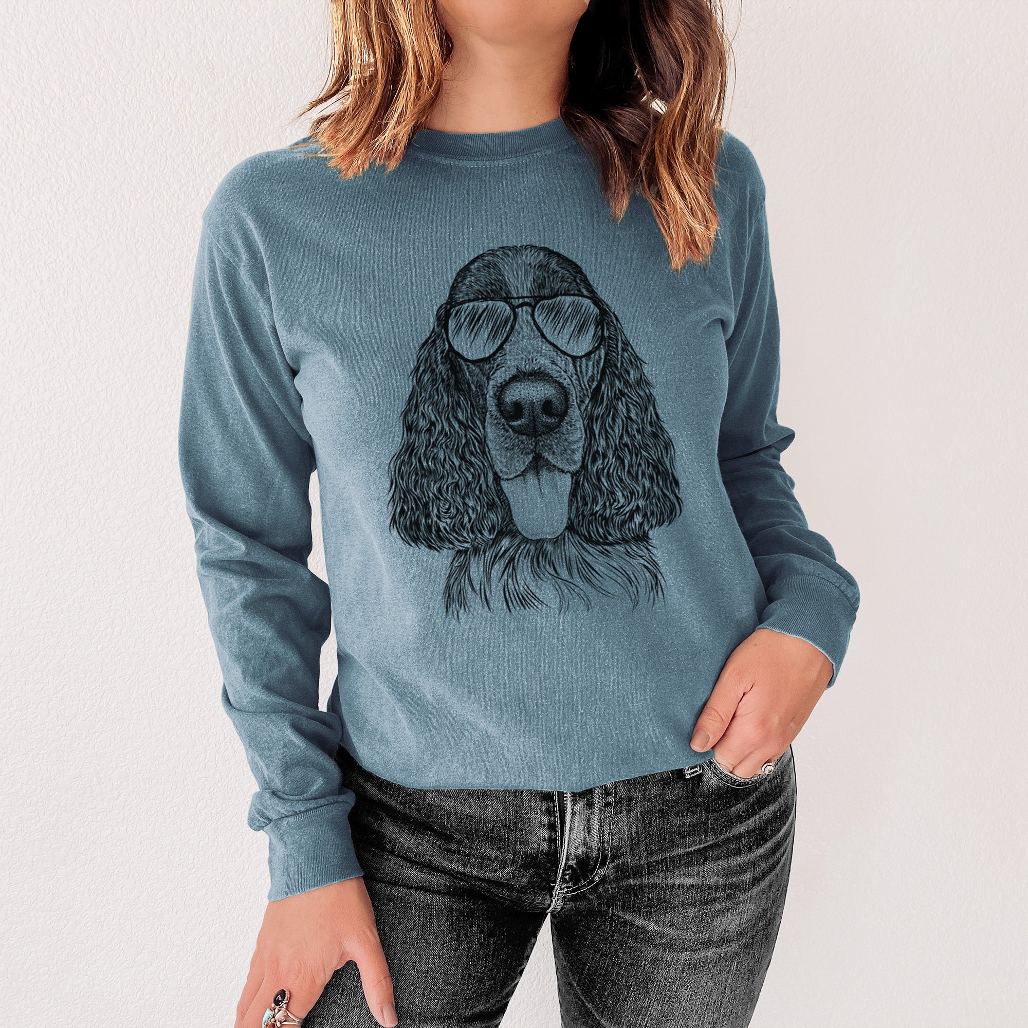 Aviators Duke the English Springer Spaniel - Heavyweight 100% Cotton Long Sleeve