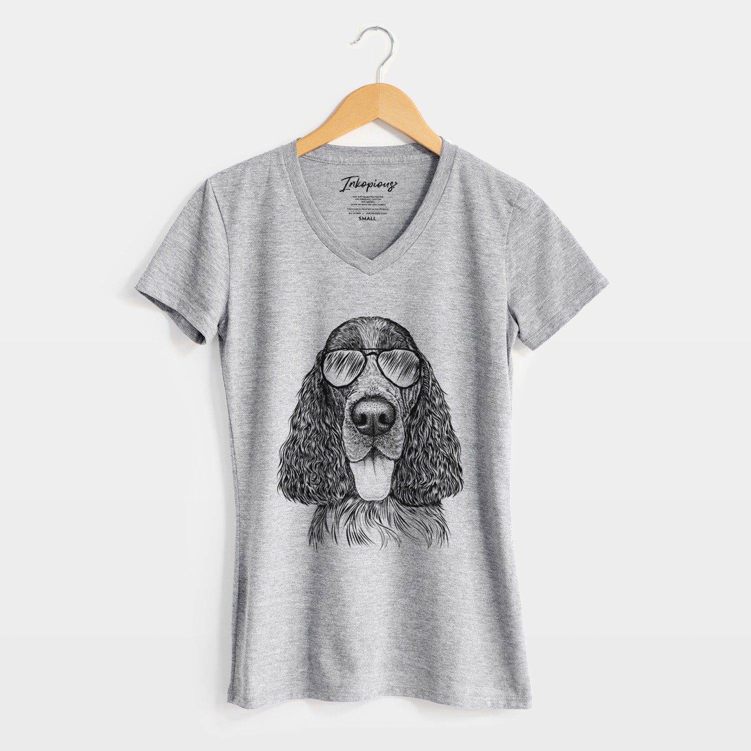 Aviator Duke the English Springer Spaniel - Women's V-neck Shirt