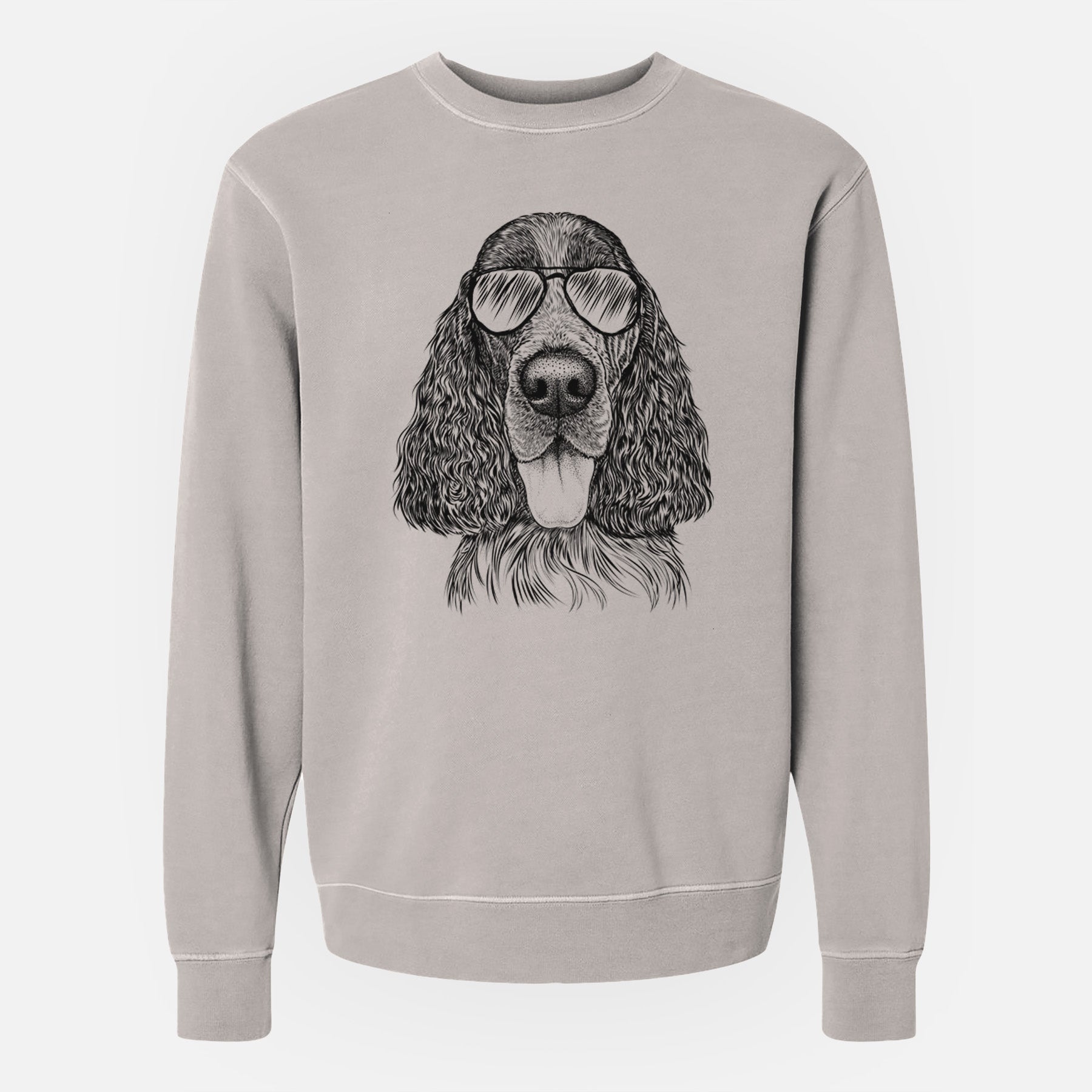 Aviator Duke the English Springer Spaniel - Unisex Pigment Dyed Crew Sweatshirt