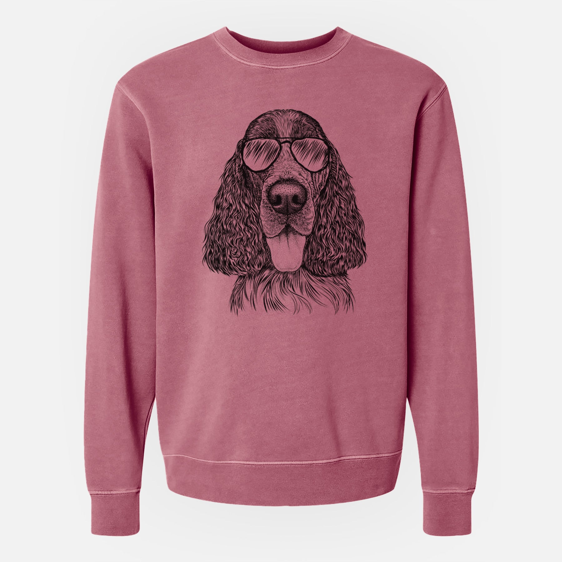 Aviator Duke the English Springer Spaniel - Unisex Pigment Dyed Crew Sweatshirt