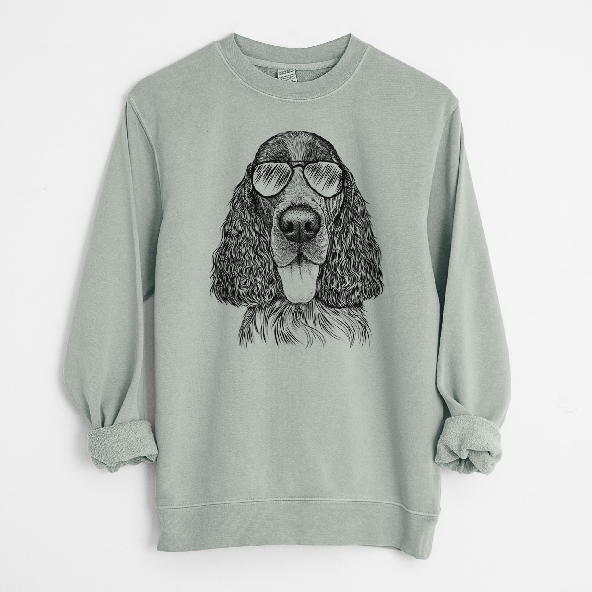 Aviator Duke the English Springer Spaniel - Unisex Pigment Dyed Crew Sweatshirt