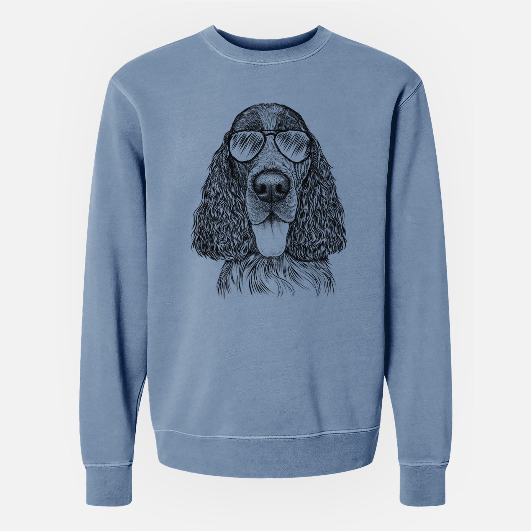 Aviator Duke the English Springer Spaniel - Unisex Pigment Dyed Crew Sweatshirt