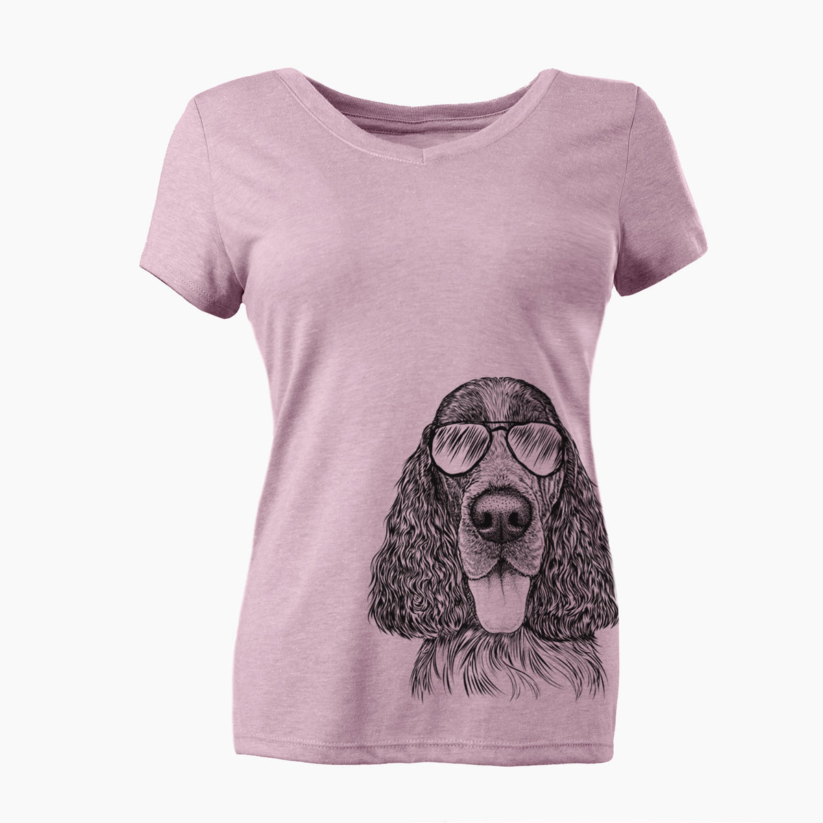 Aviator Duke the English Springer Spaniel - Women's V-neck Shirt