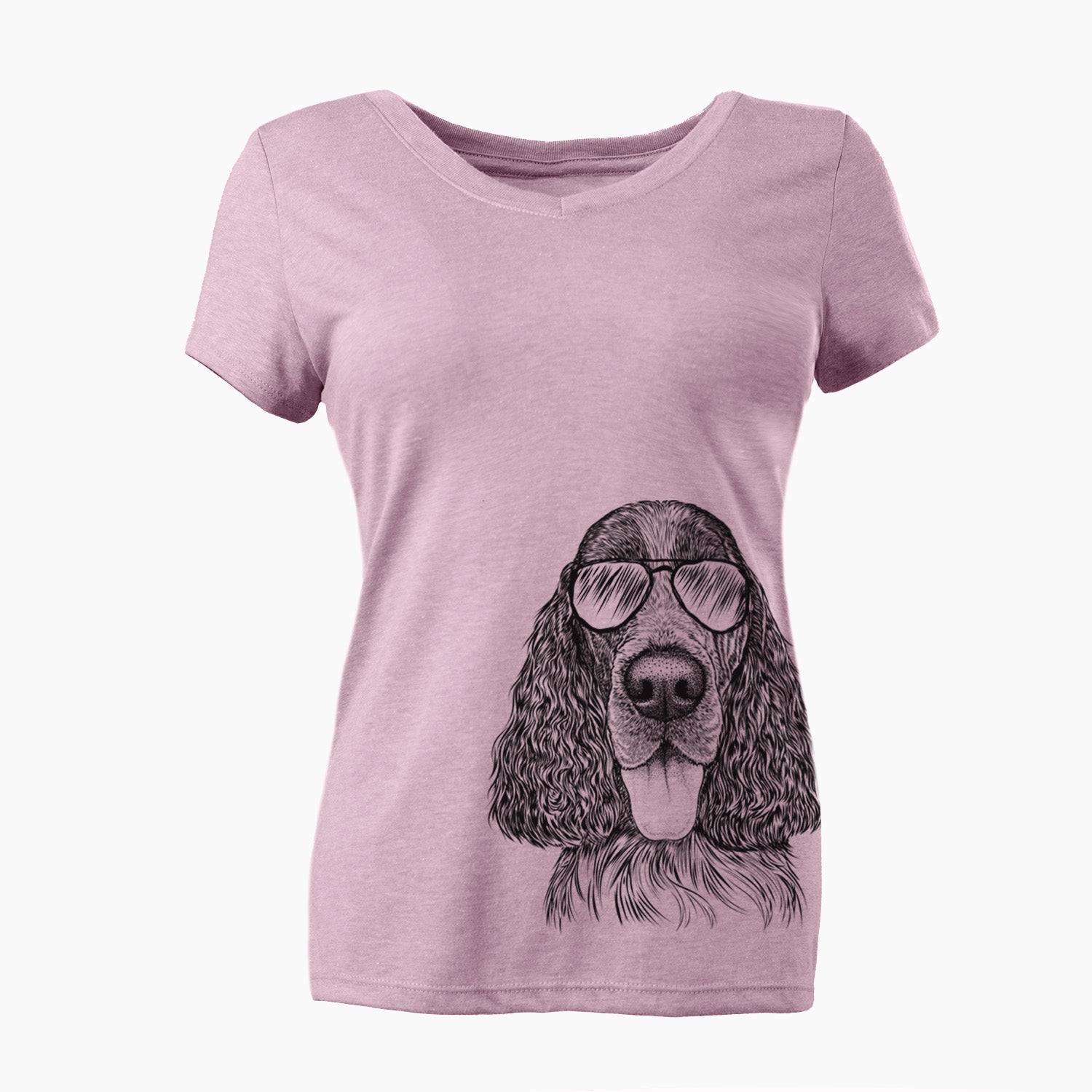 Aviator Duke the English Springer Spaniel - Women's V-neck Shirt