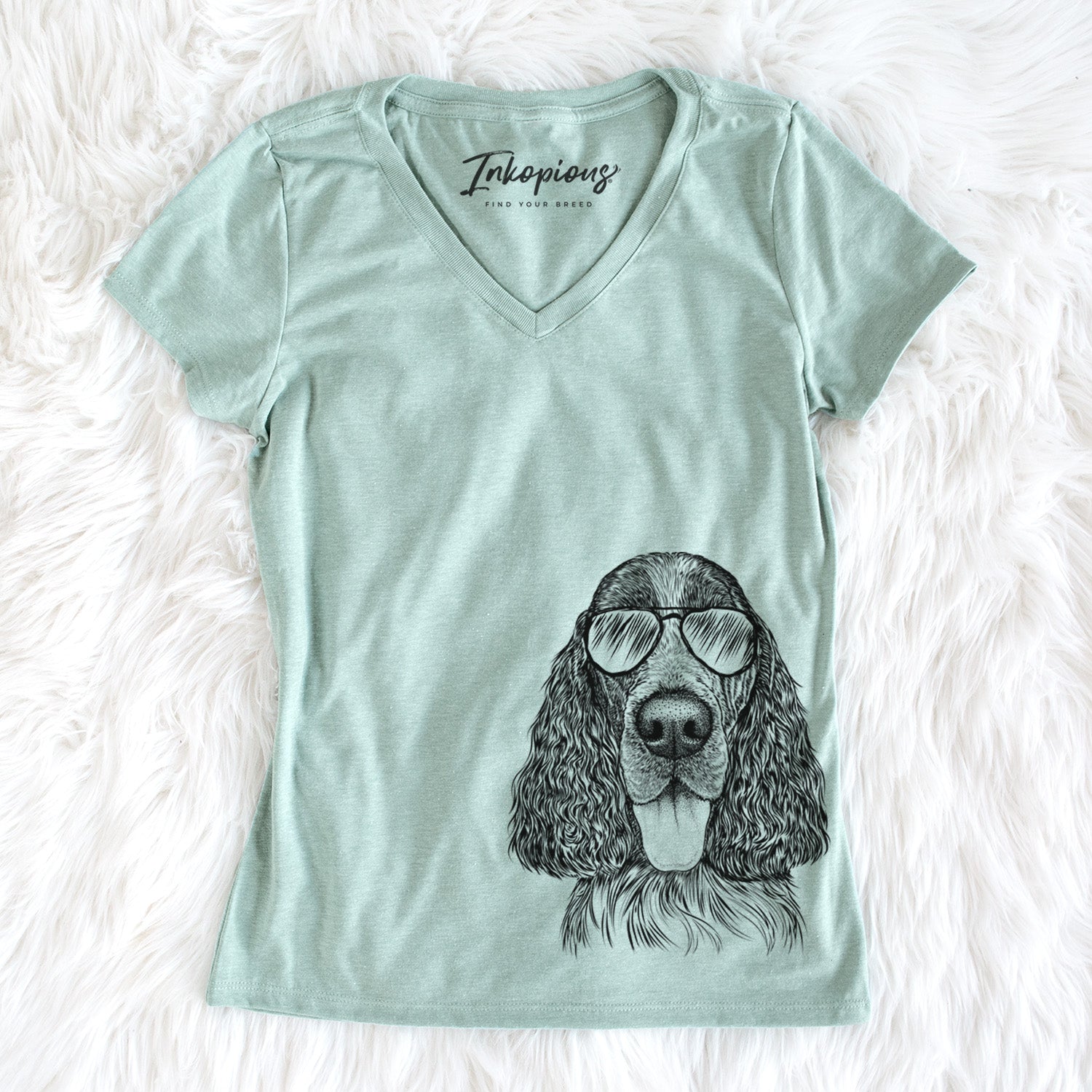 Aviator Duke the English Springer Spaniel - Women's V-neck Shirt