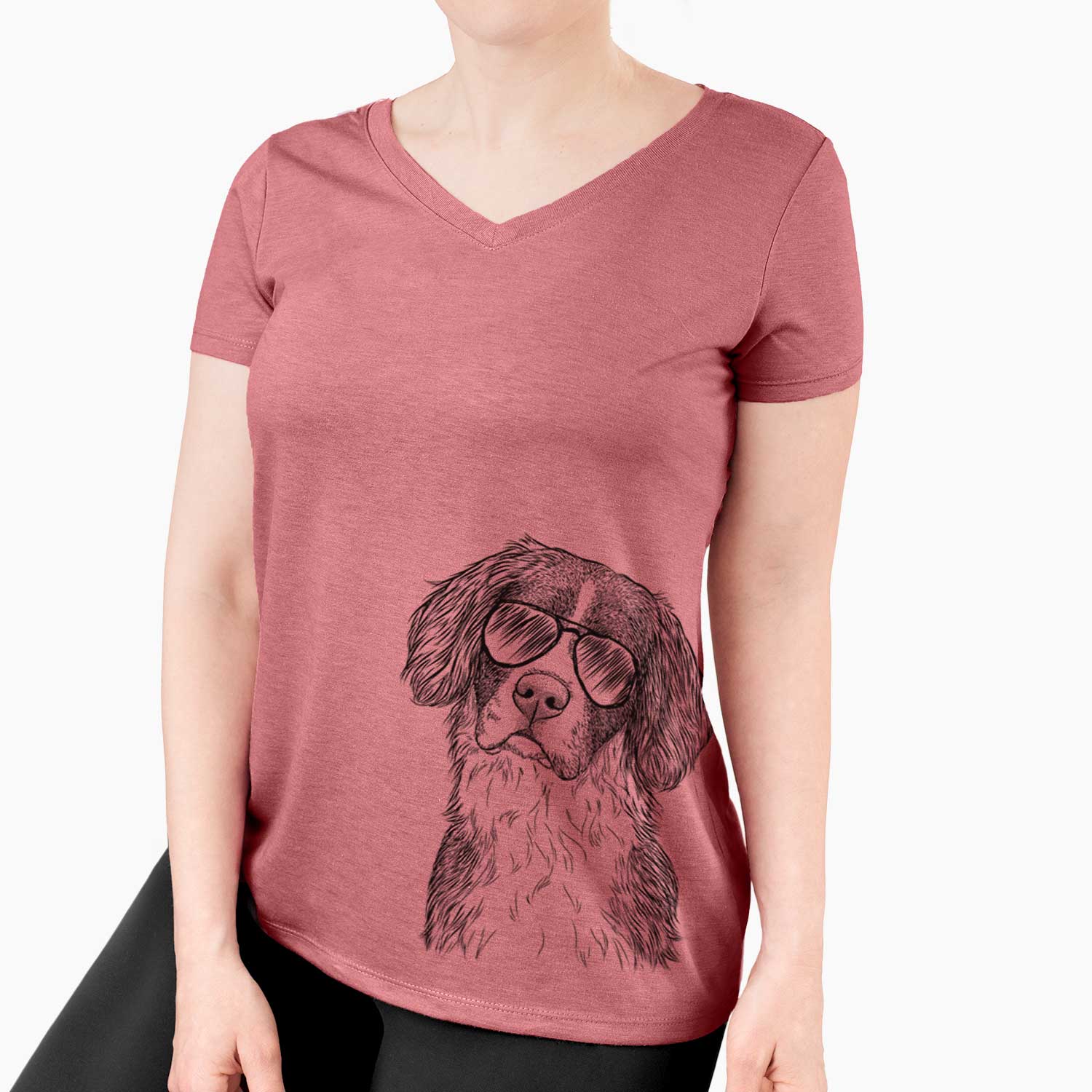 Aviator Dulce  the Drentsche Patrijshond - Women's V-neck Shirt