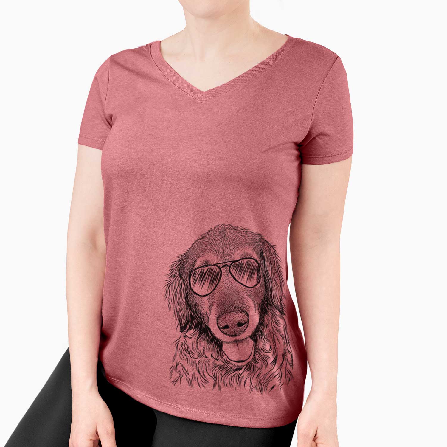 Aviator Duncan the Golden Retriever - Women's V-neck Shirt