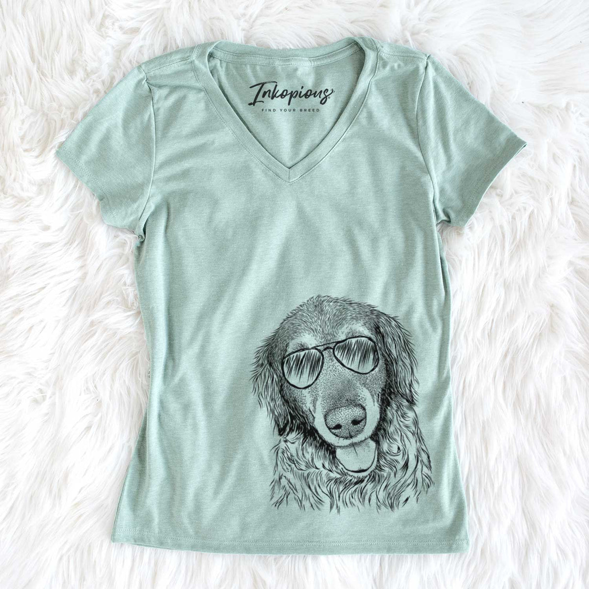 Aviator Duncan the Golden Retriever - Women's V-neck Shirt