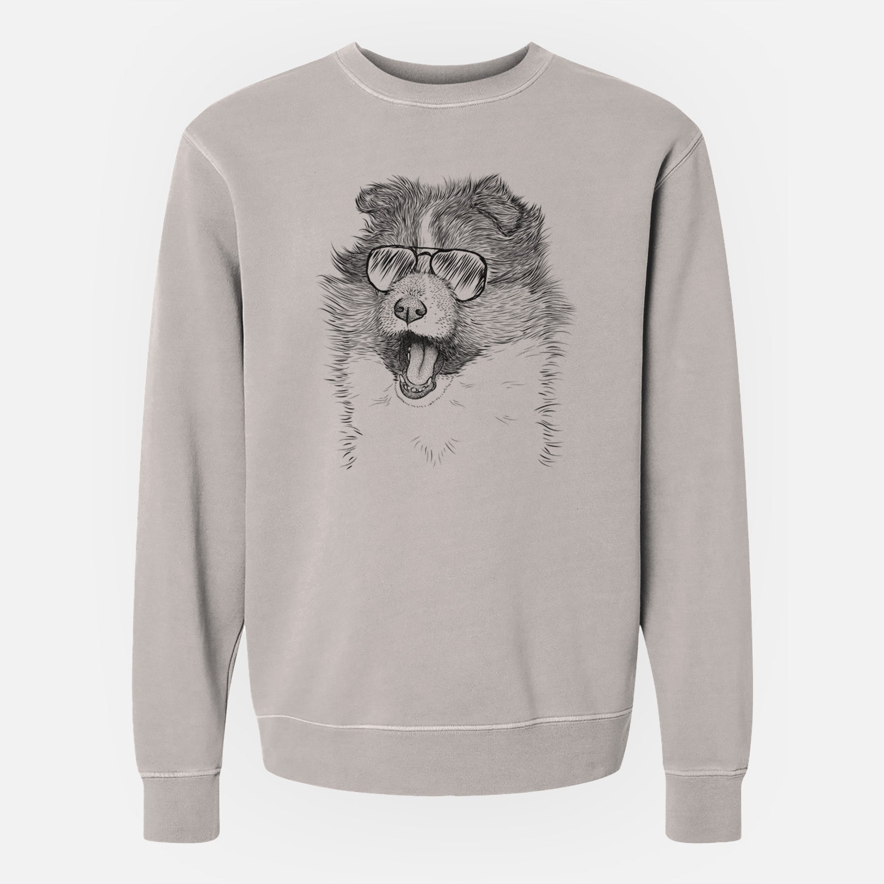 Aviator Dylan the Shetland Sheepdog - Unisex Pigment Dyed Crew Sweatshirt