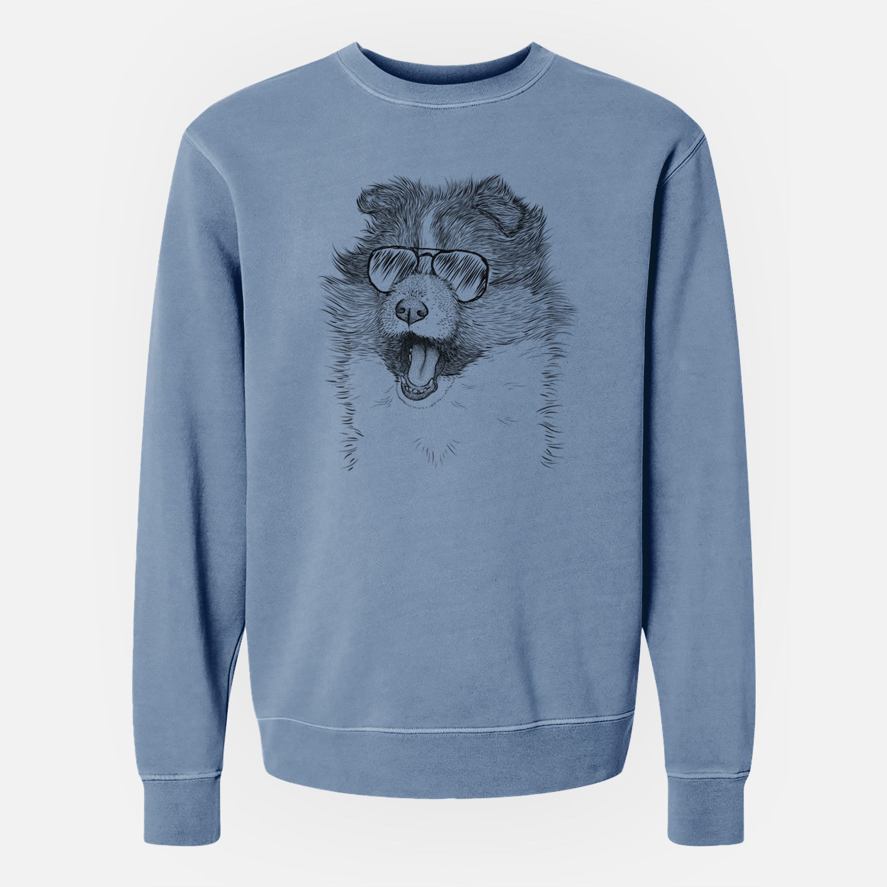 Aviator Dylan the Shetland Sheepdog - Unisex Pigment Dyed Crew Sweatshirt