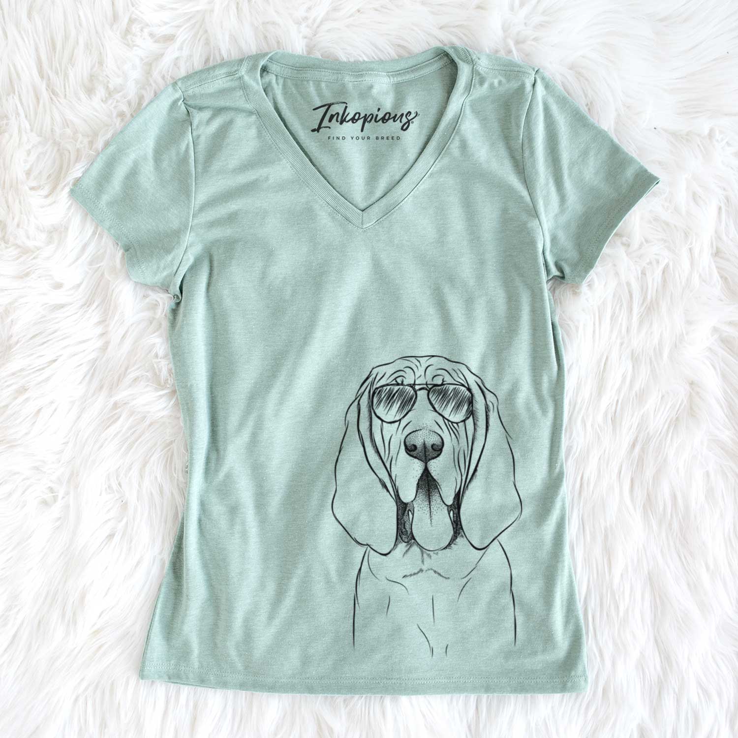Aviator Earl the Bloodhound - Women's V-neck Shirt