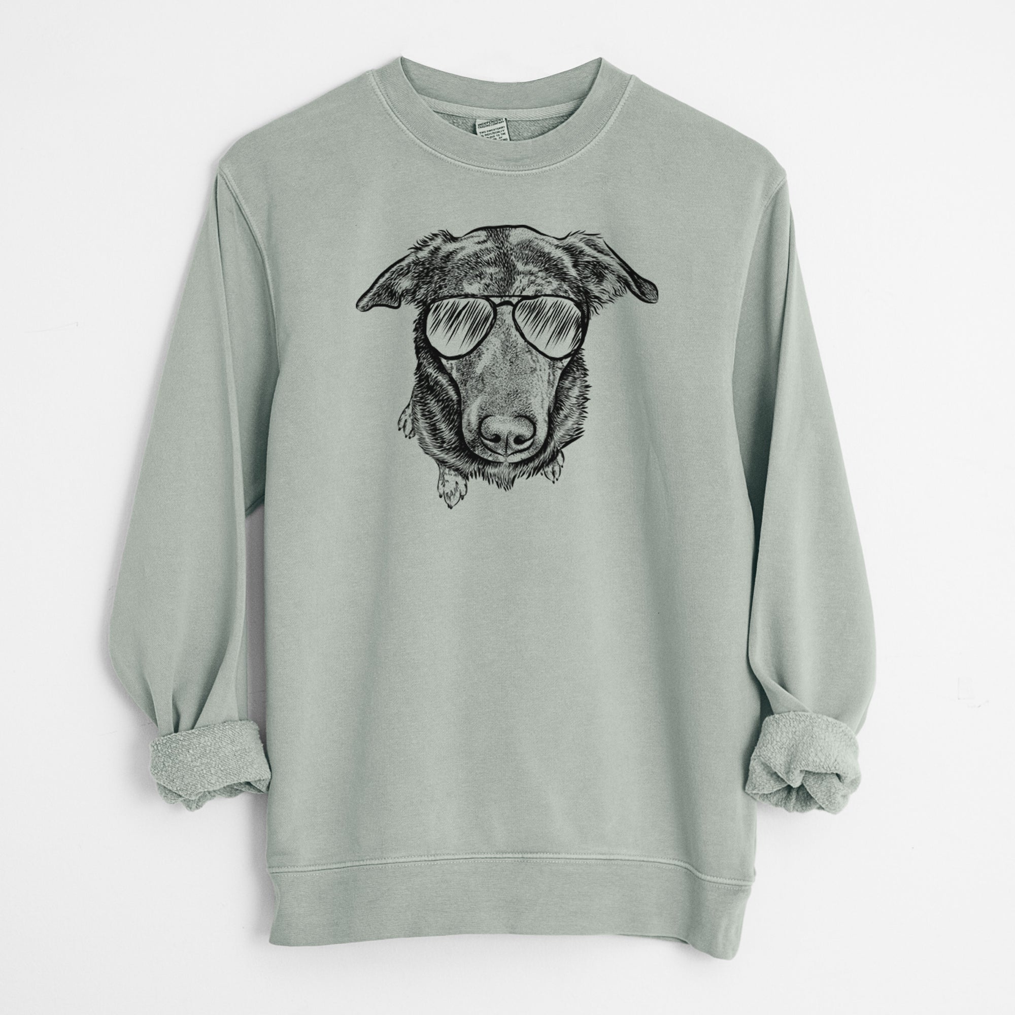 Aviator Echo the Pitbull Beagle Mix - Unisex Pigment Dyed Crew Sweatshirt