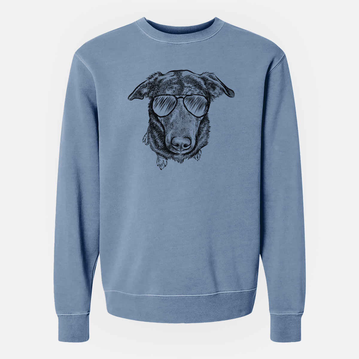 Aviator Echo the Pitbull Beagle Mix - Unisex Pigment Dyed Crew Sweatshirt