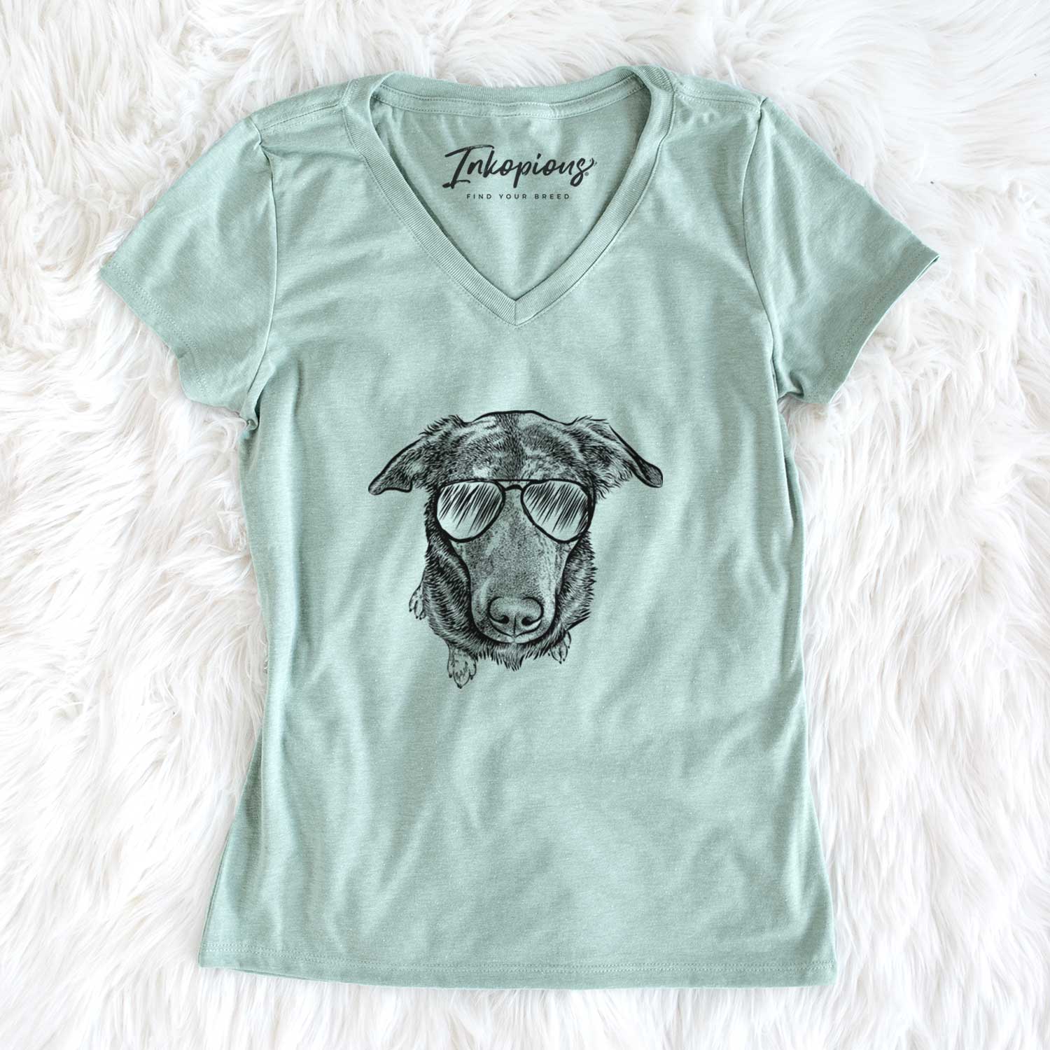 Aviator Echo the Pitbull Beagle Mix - Women's V-neck Shirt