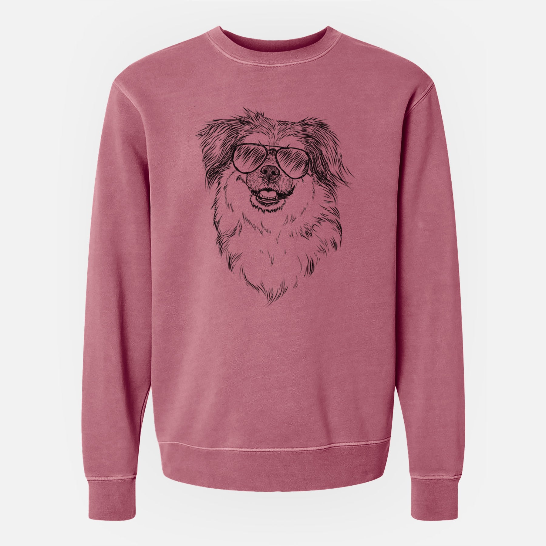 Aviator Ed the Tibetan Spaniel - Unisex Pigment Dyed Crew Sweatshirt