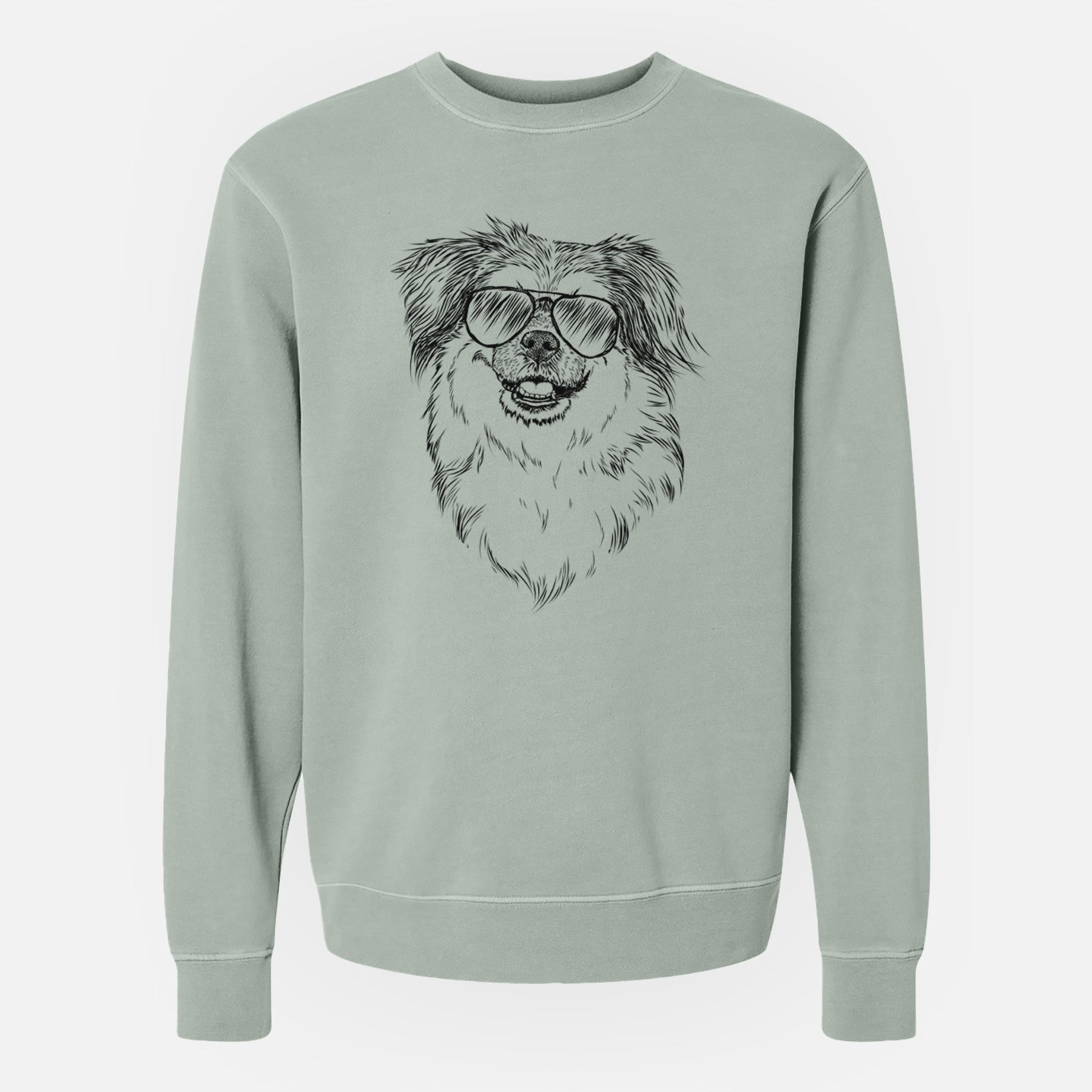 Aviator Ed the Tibetan Spaniel - Unisex Pigment Dyed Crew Sweatshirt