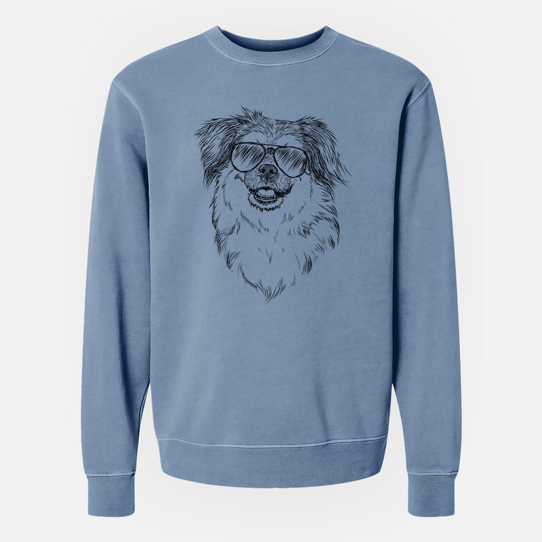 Aviator Ed the Tibetan Spaniel - Unisex Pigment Dyed Crew Sweatshirt