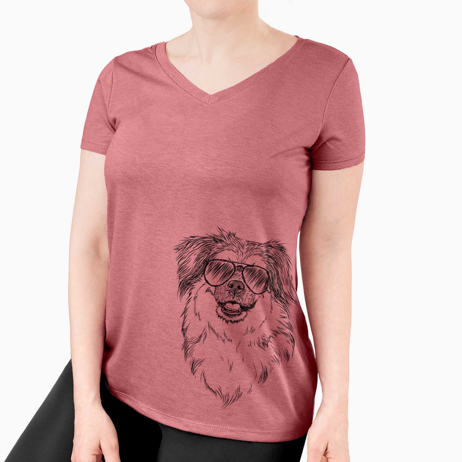 Aviator Ed the Tibetan Spaniel - Women's V-neck Shirt