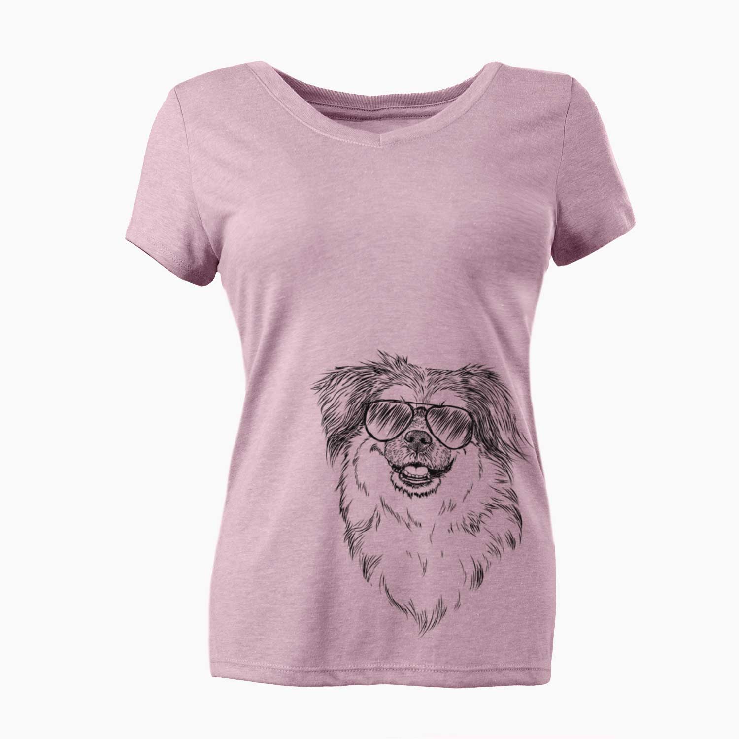 Aviator Ed the Tibetan Spaniel - Women's V-neck Shirt