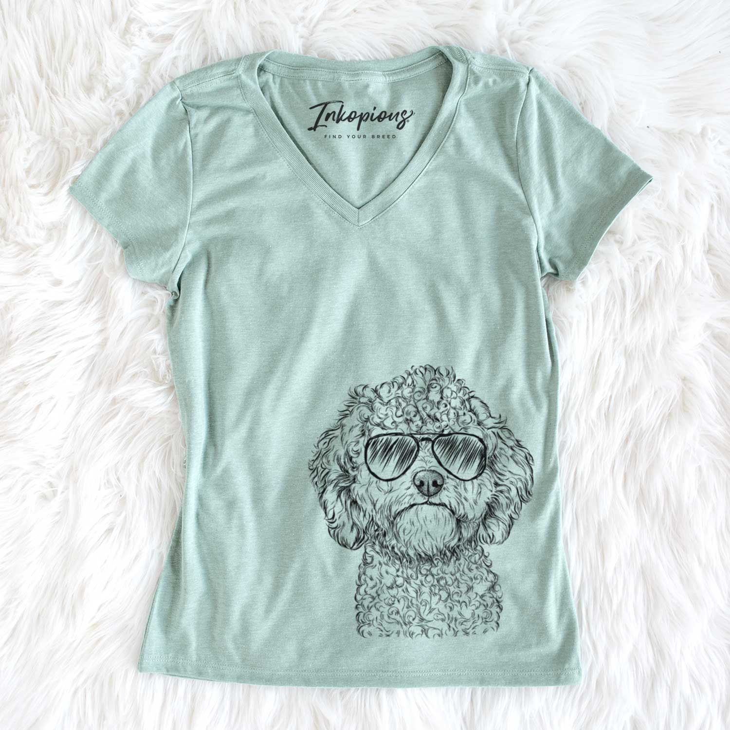 Aviator Edgar the Shihpoo - Women's V-neck Shirt