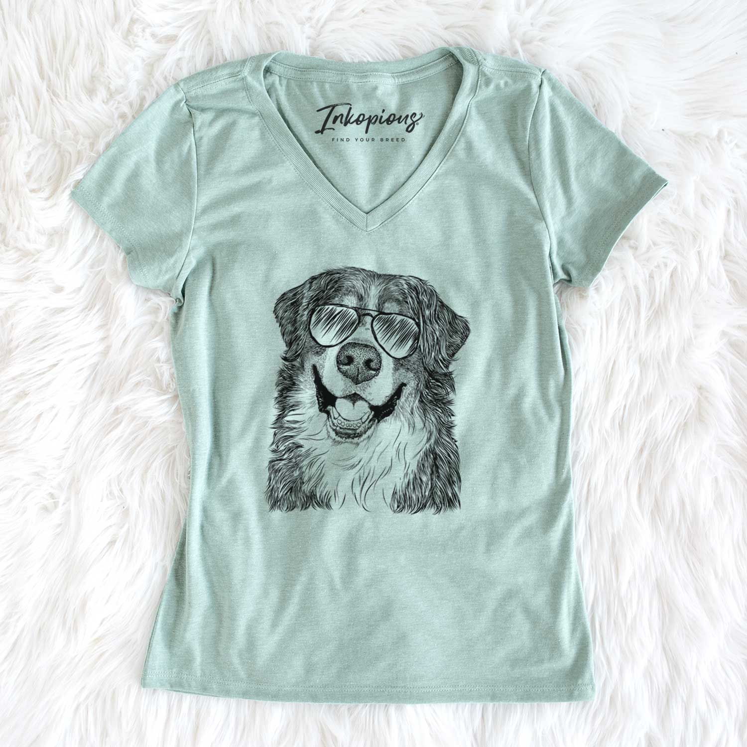 Aviator Eiger the Bernese Mountain Dog - Women's V-neck Shirt