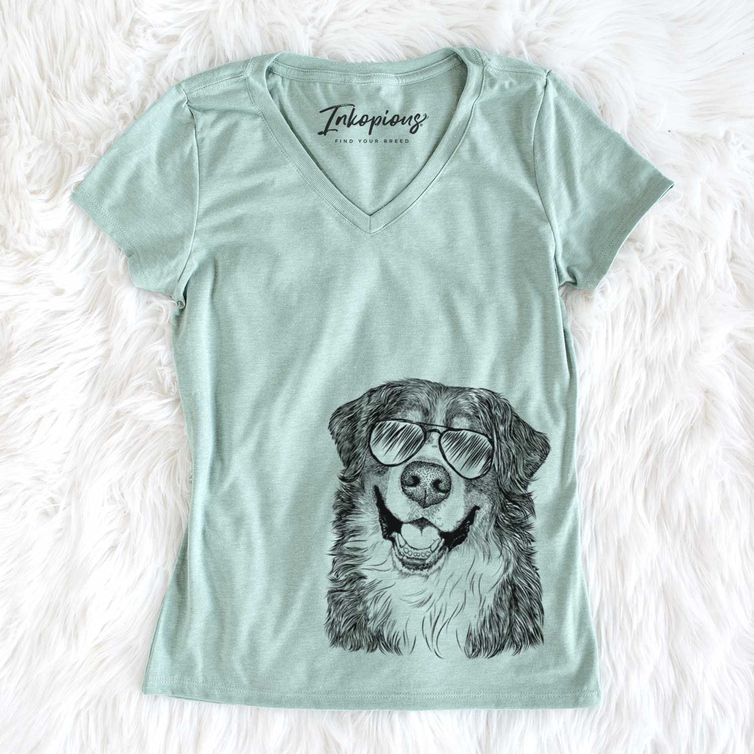 Aviator Eiger the Bernese Mountain Dog - Women's V-neck Shirt