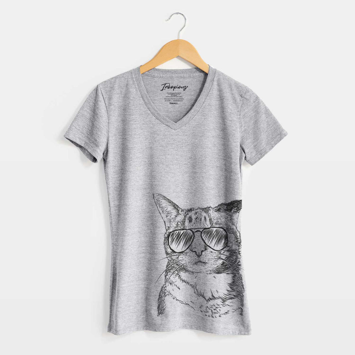 Aviator Eleanor the Domestic Shorthair Cat - Women&#39;s V-neck Shirt