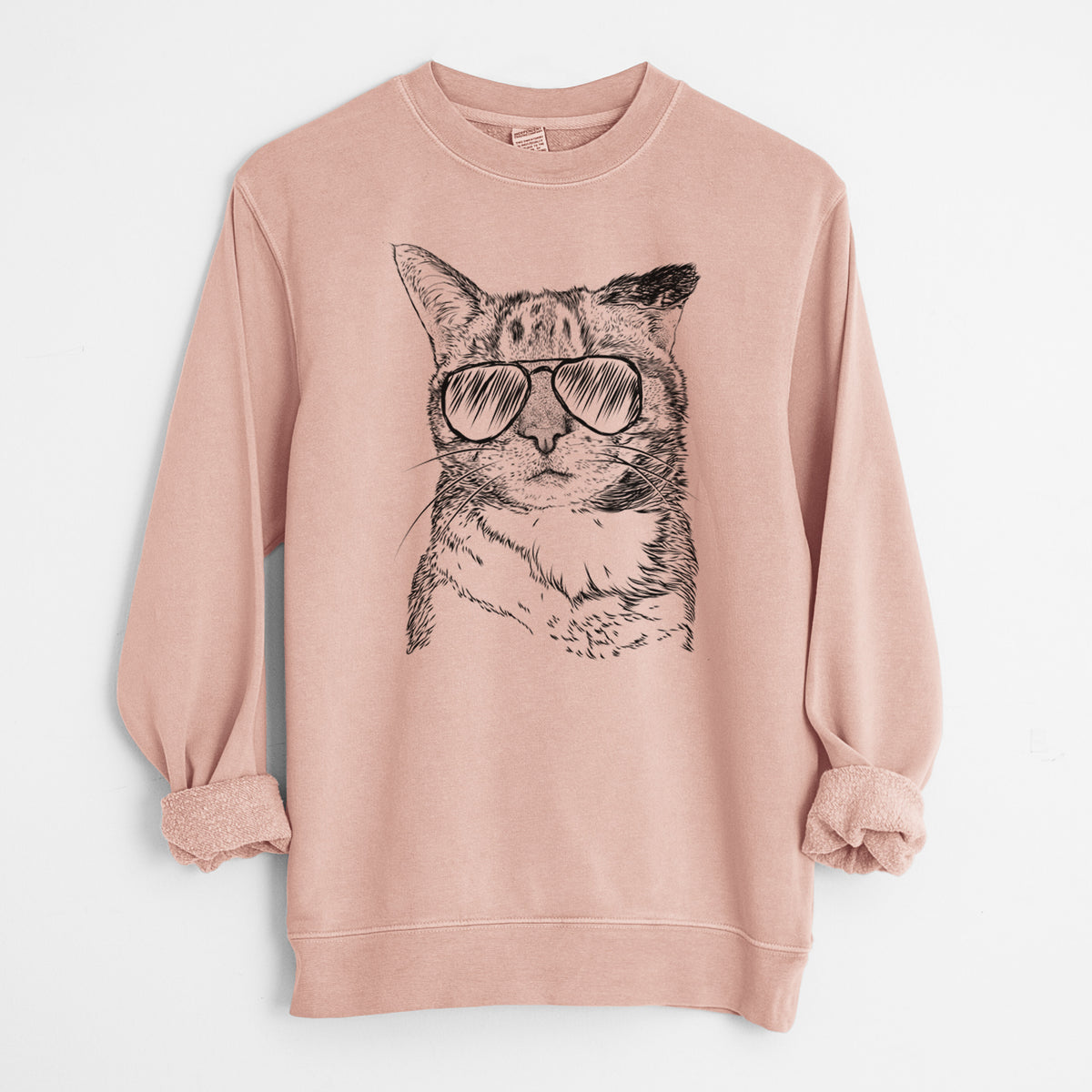 Aviator Eleanor the Domestic Shorthair Cat - Unisex Pigment Dyed Crew Sweatshirt