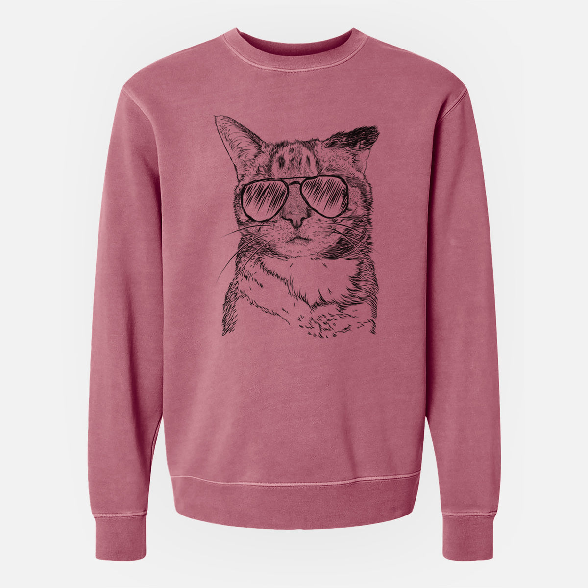 Aviator Eleanor the Domestic Shorthair Cat - Unisex Pigment Dyed Crew Sweatshirt