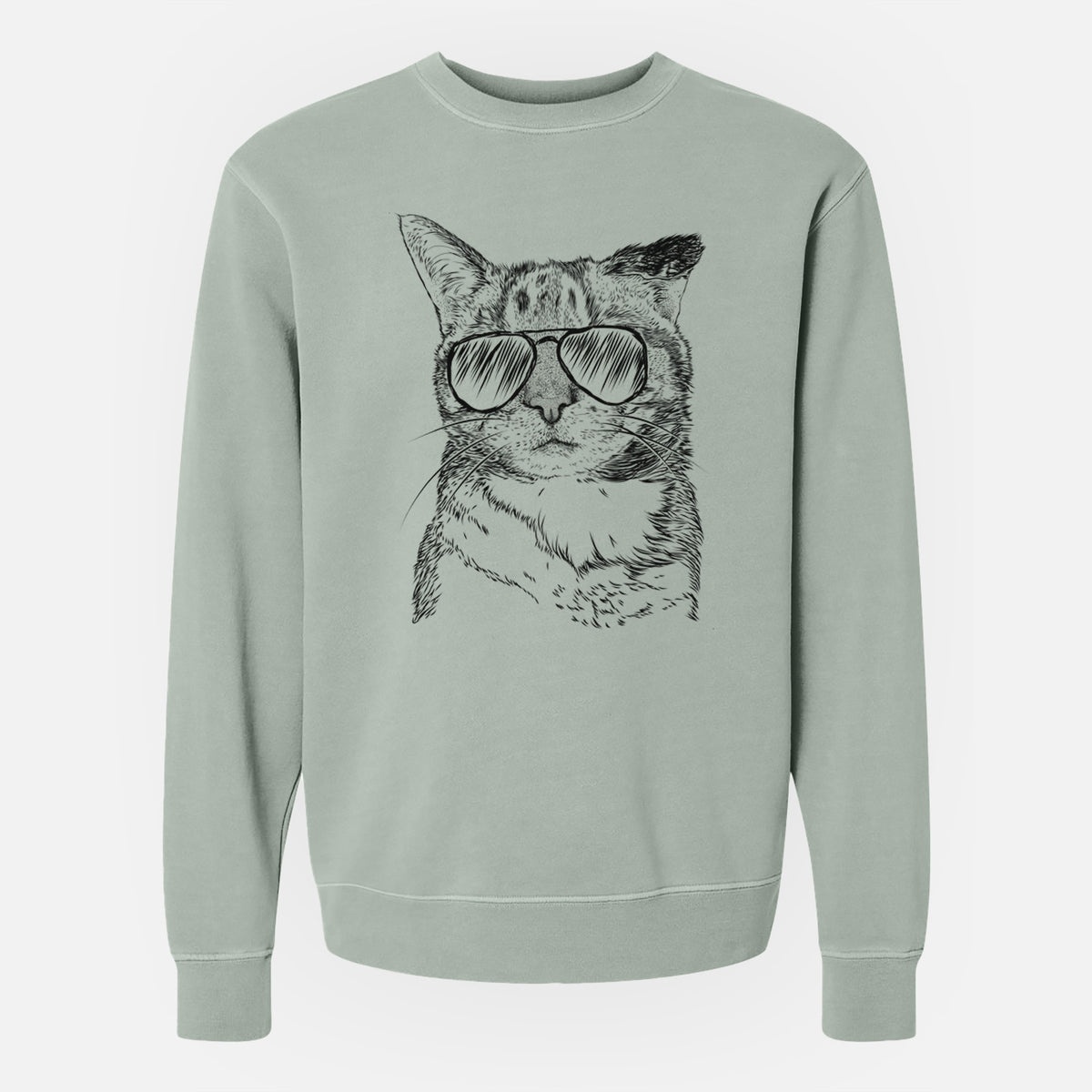 Aviator Eleanor the Domestic Shorthair Cat - Unisex Pigment Dyed Crew Sweatshirt