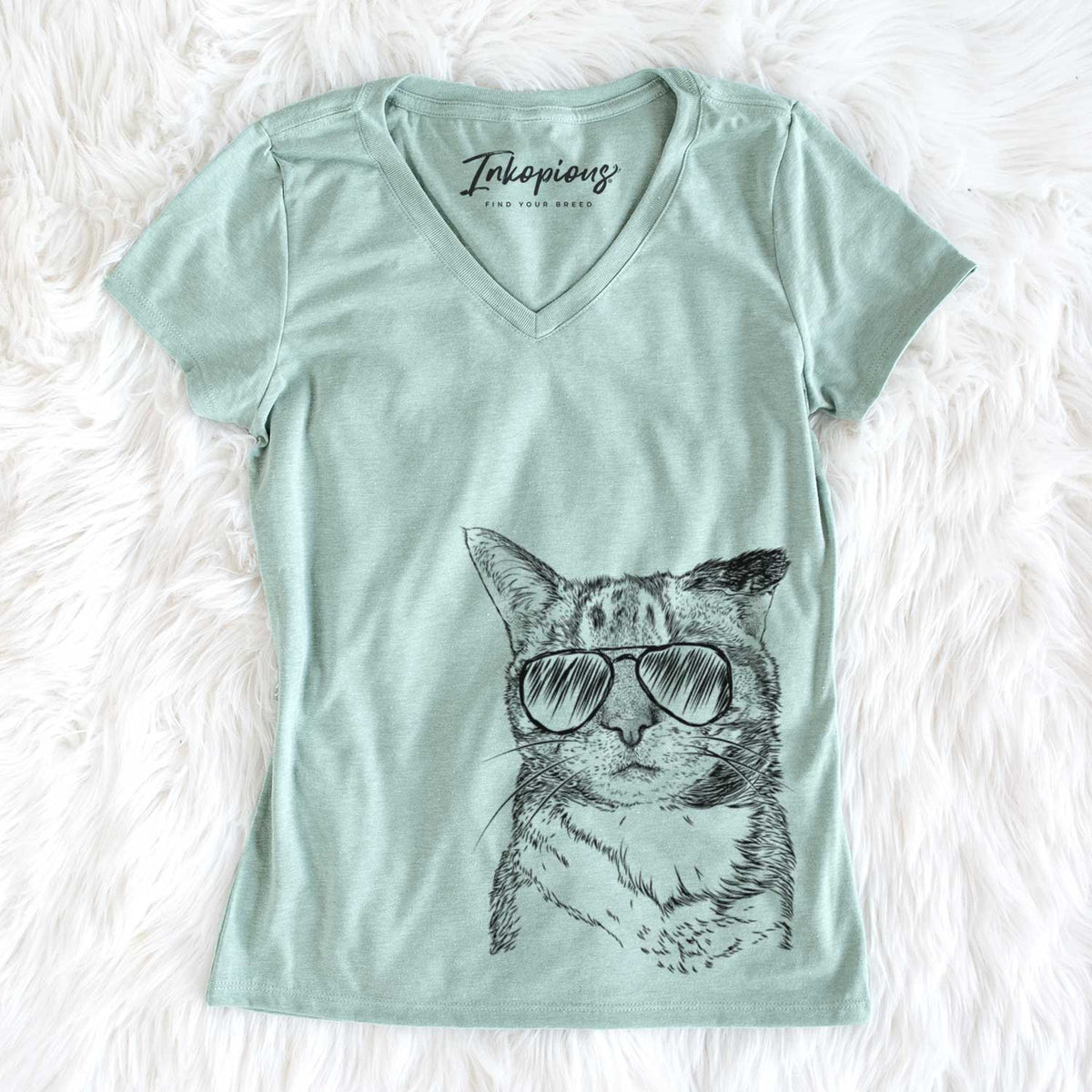 Aviator Eleanor the Domestic Shorthair Cat - Women's V-neck Shirt