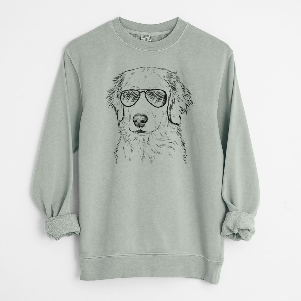 Aviator Eli the Golden Retriever - Unisex Pigment Dyed Crew Sweatshirt