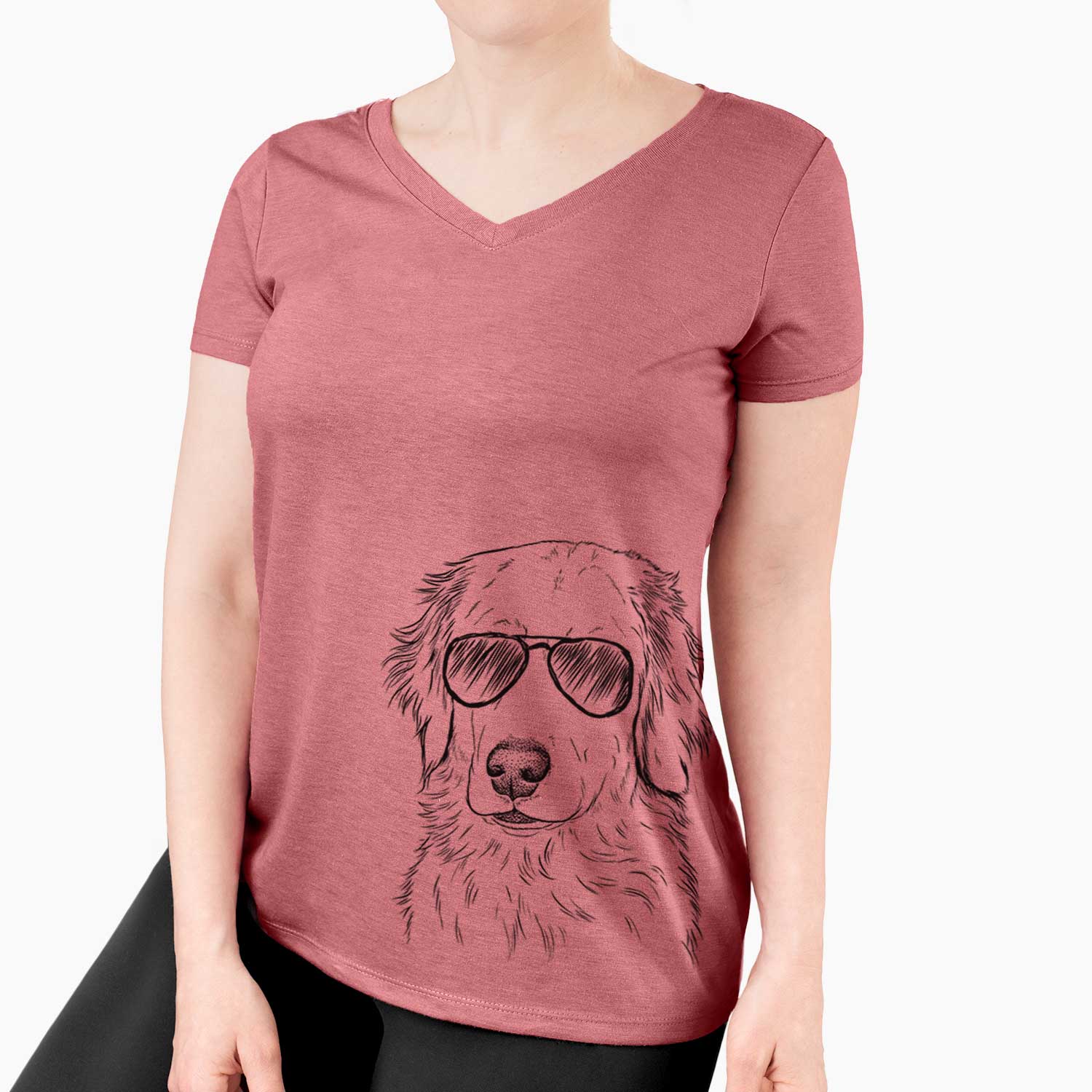 Aviator Eli the Golden Retriever - Women's V-neck Shirt