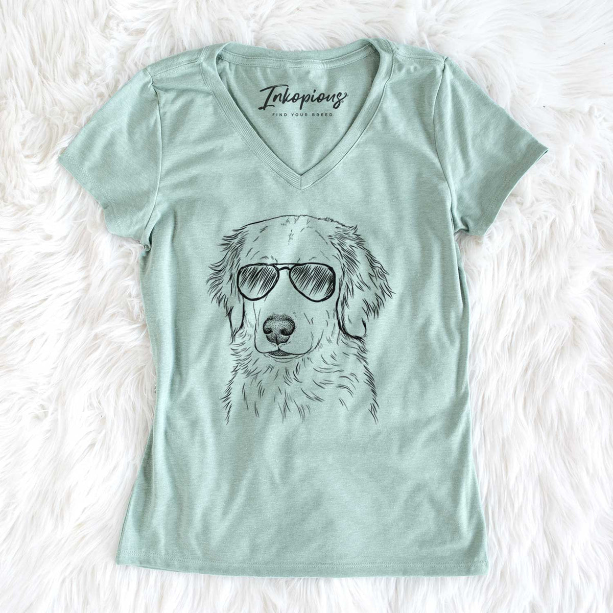Aviator Eli the Golden Retriever - Women's V-neck Shirt