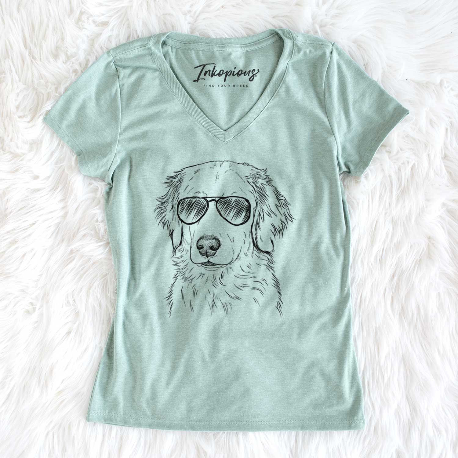 Aviator Eli the Golden Retriever - Women's V-neck Shirt