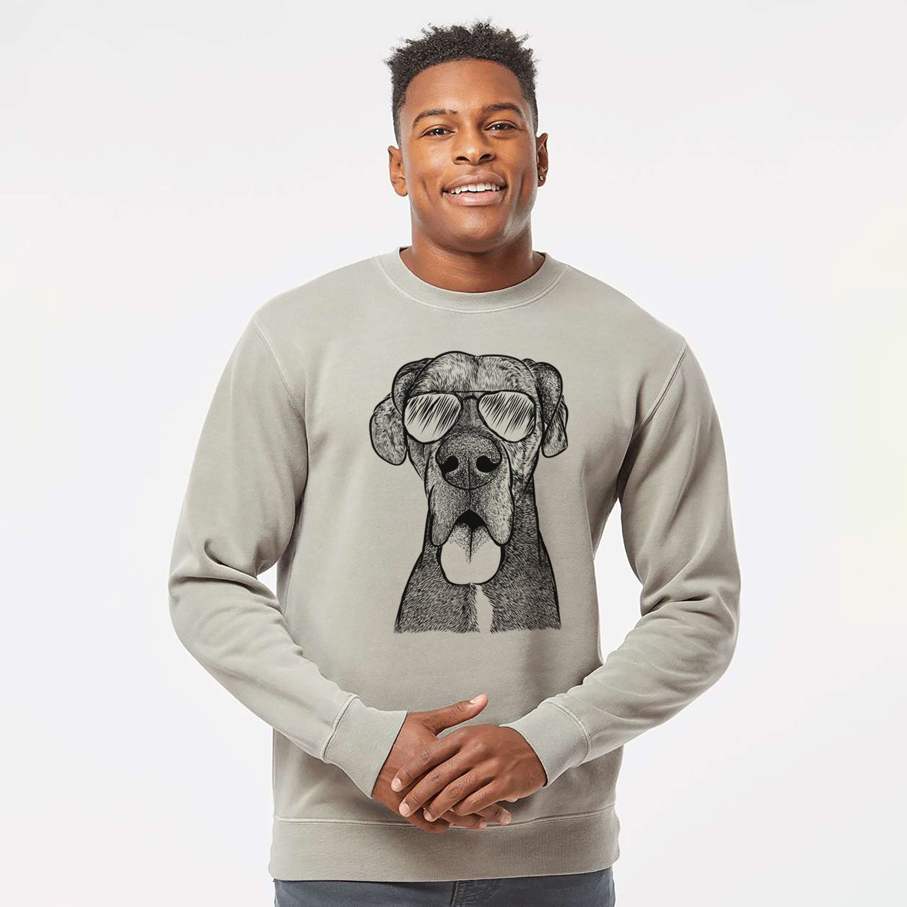 Aviator Eli the Great Dane - Unisex Pigment Dyed Crew Sweatshirt