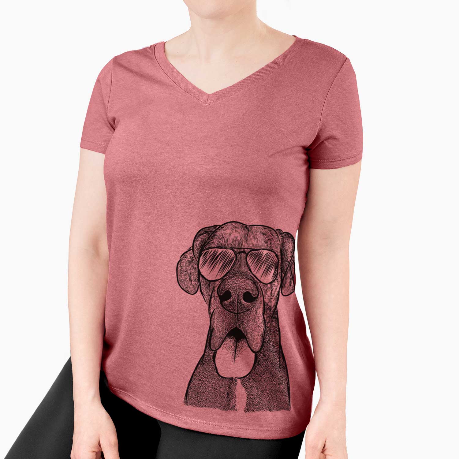 Aviator Eli the Great Dane - Women's V-neck Shirt