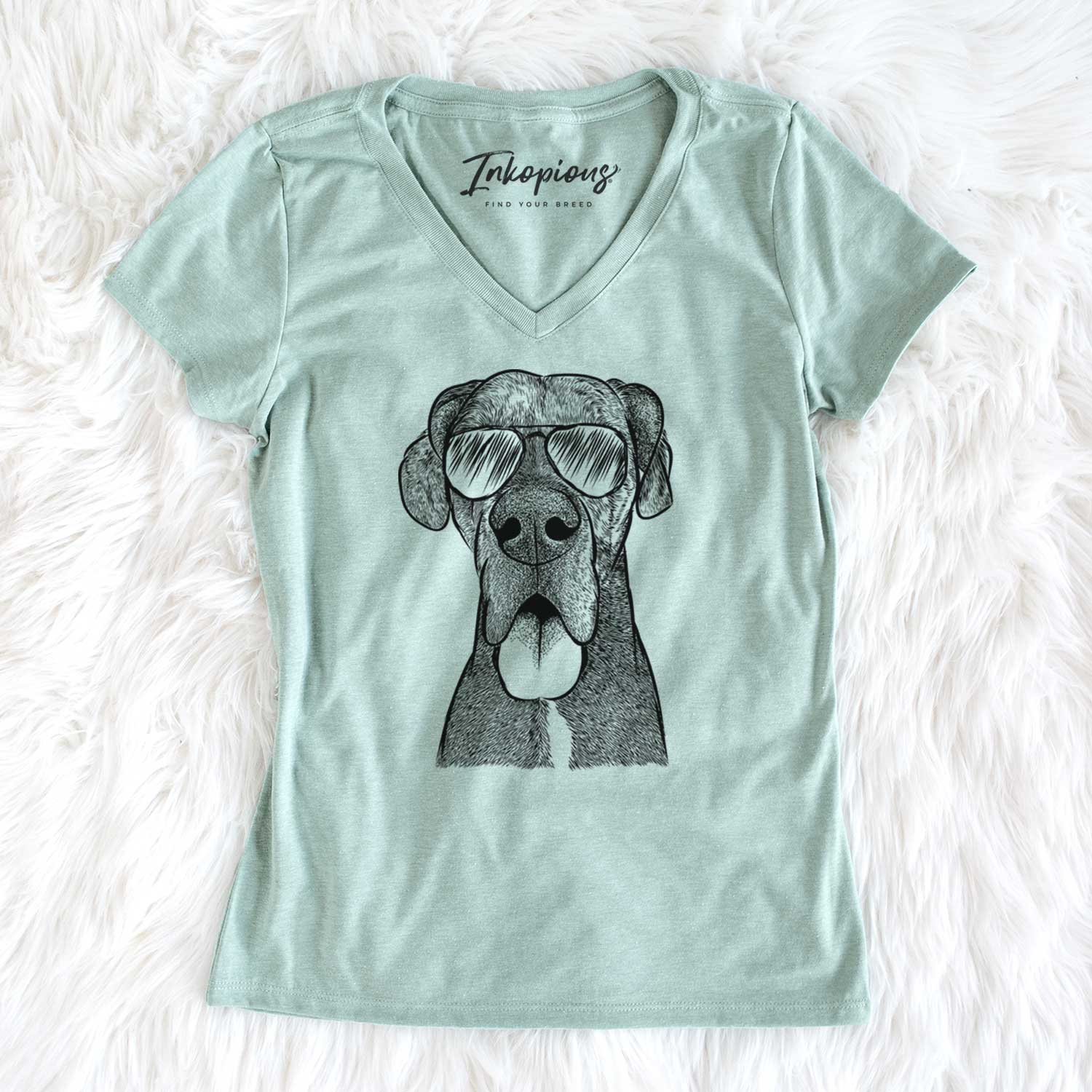 Aviator Eli the Great Dane - Women's V-neck Shirt