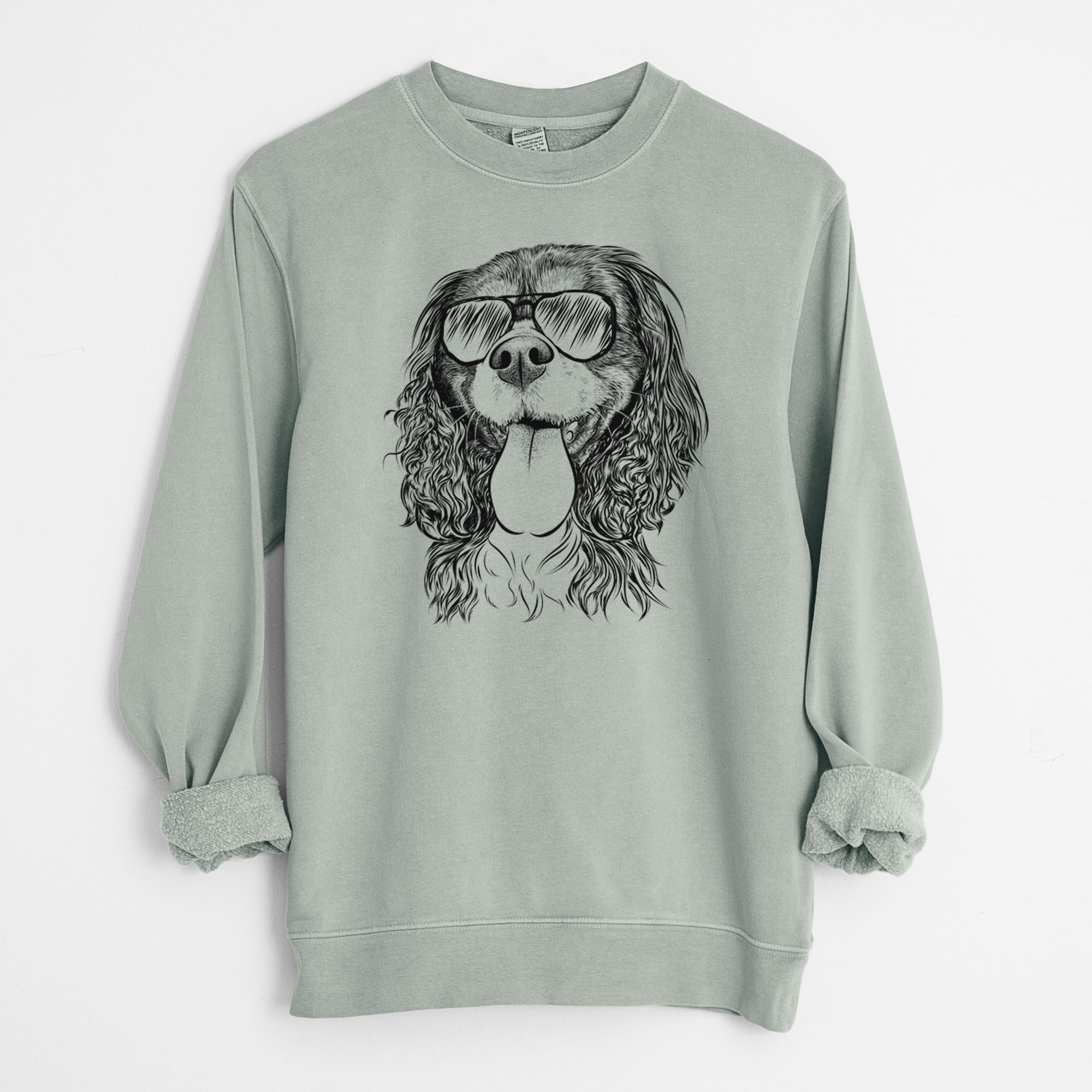 Aviator Elizabeth the Cavalier King Charles Spaniel - Unisex Pigment Dyed Crew Sweatshirt