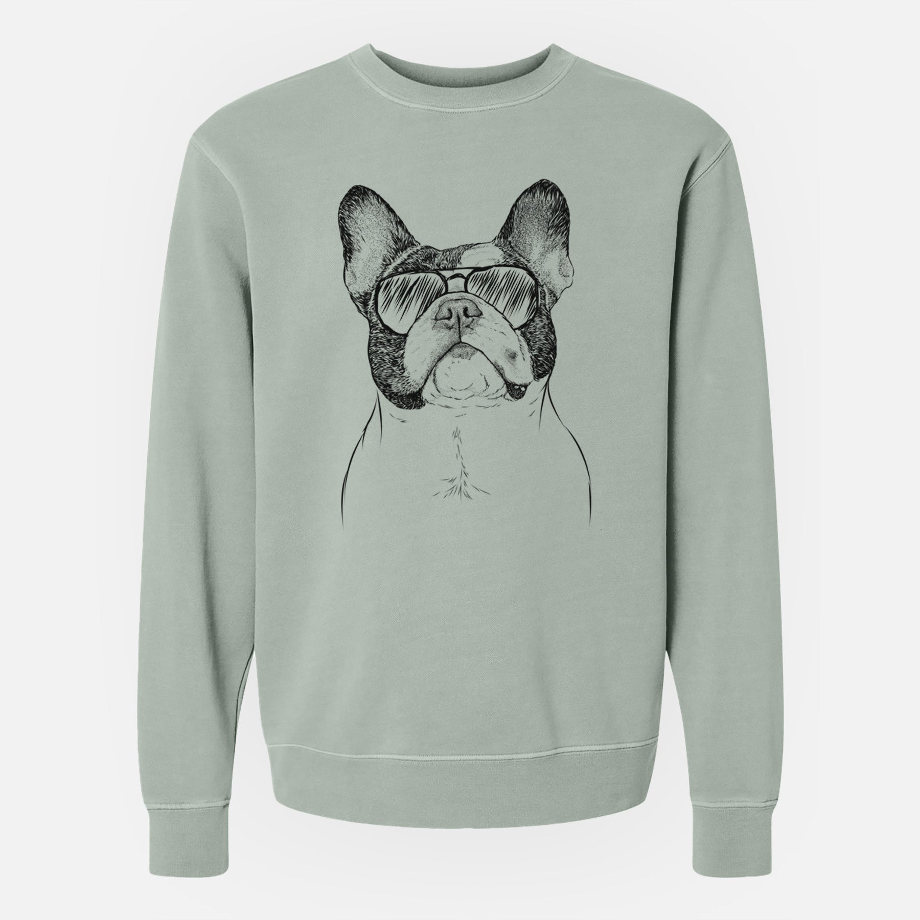 Aviator Ella the French Bulldog - Unisex Pigment Dyed Crew Sweatshirt