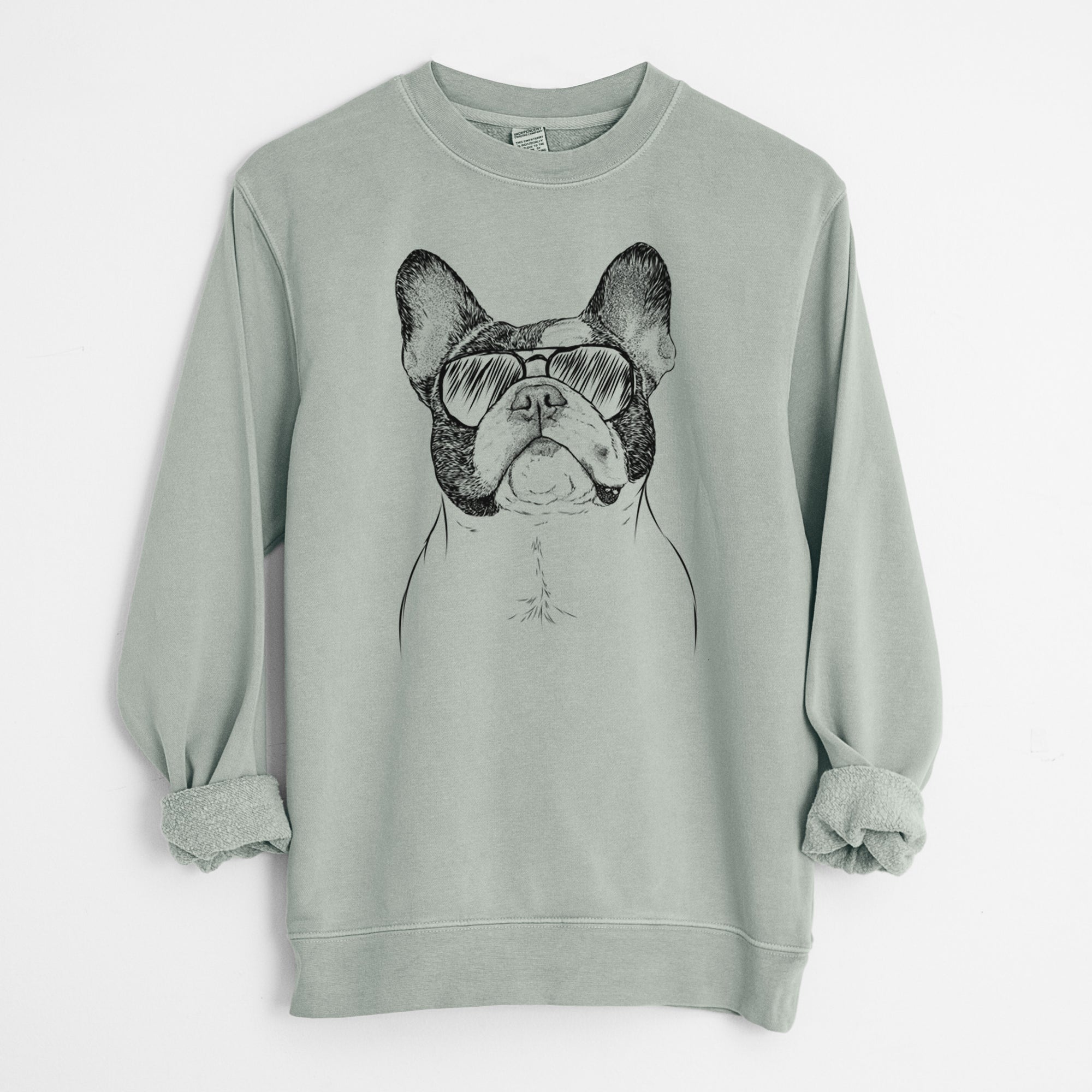 Aviator Ella the French Bulldog - Unisex Pigment Dyed Crew Sweatshirt