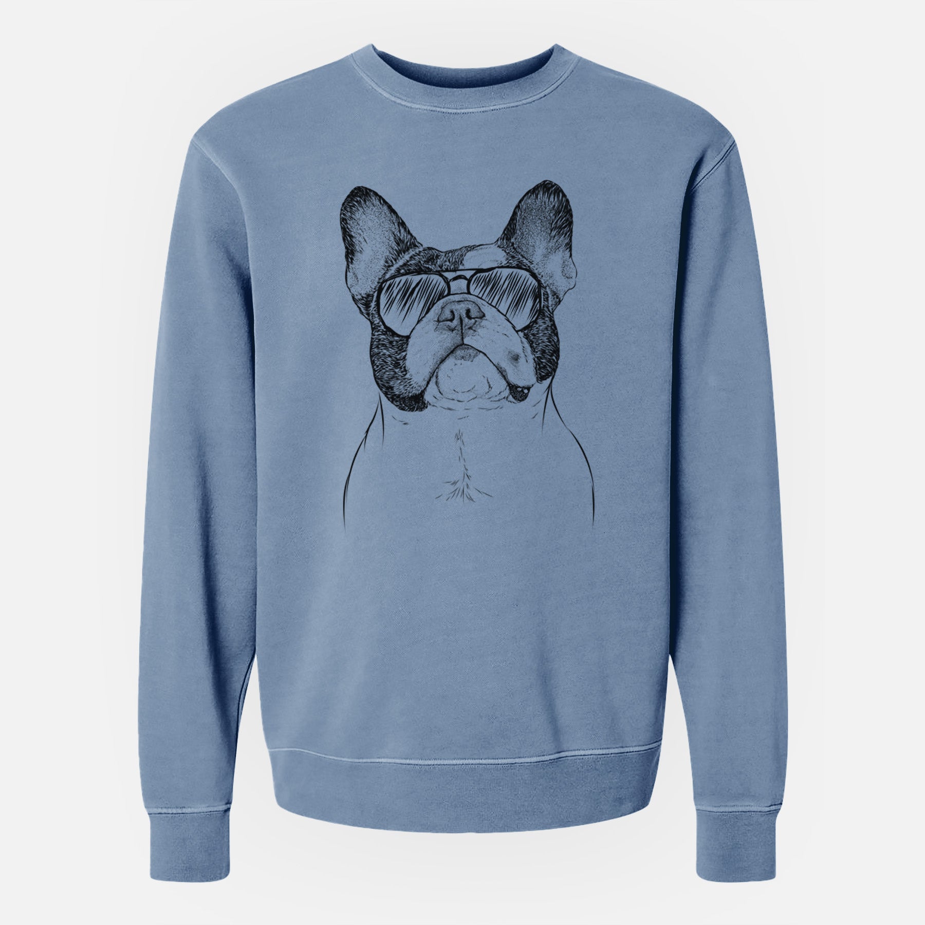 Aviator Ella the French Bulldog - Unisex Pigment Dyed Crew Sweatshirt