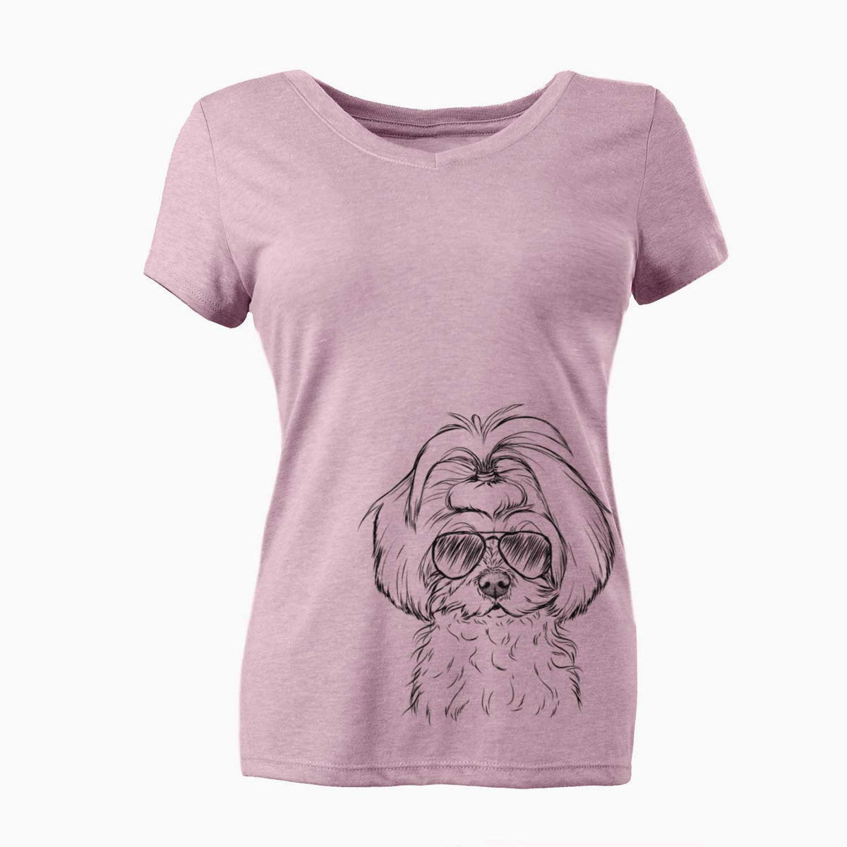 Aviator Ellie the Maltese - Women's V-neck Shirt